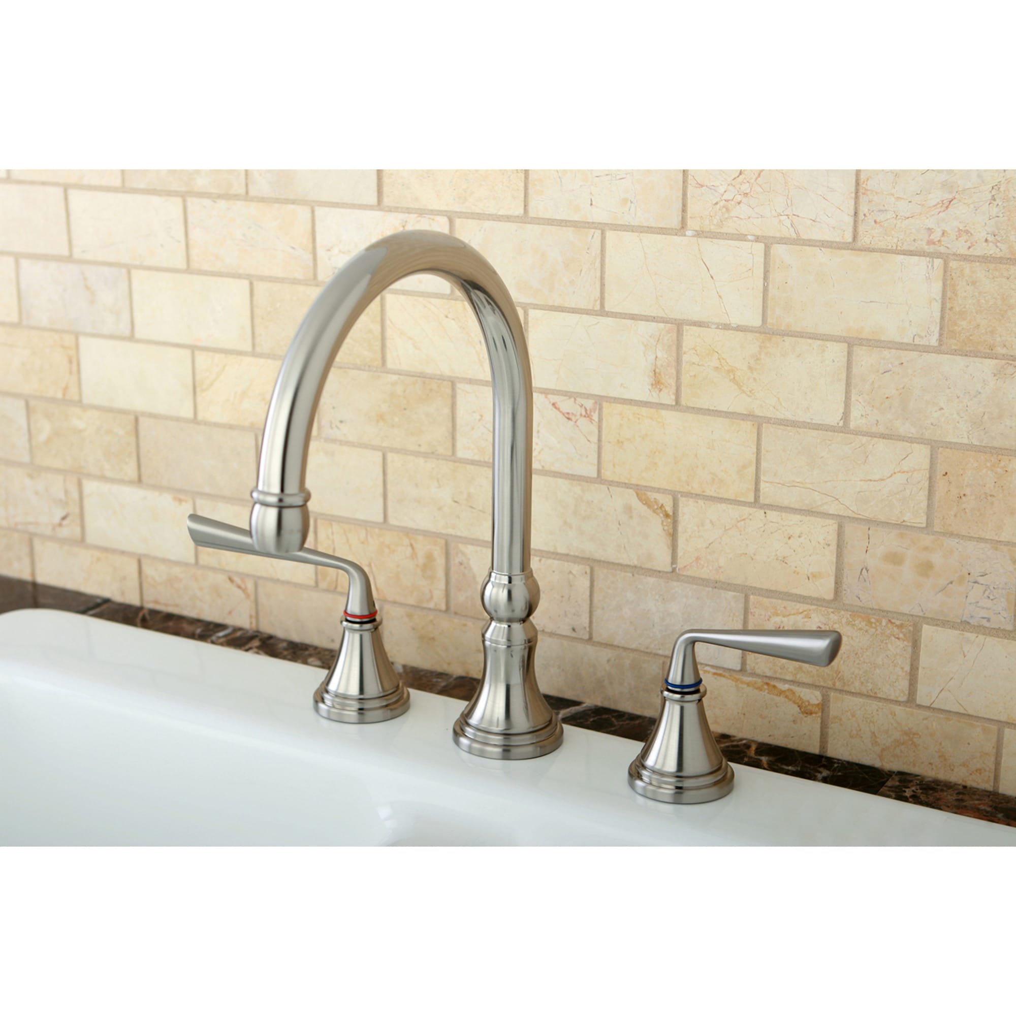 Elements of Design ES2798ZLLS Silver Sage Satin nickel Double Handle Deck-mount Kitchen Faucet
