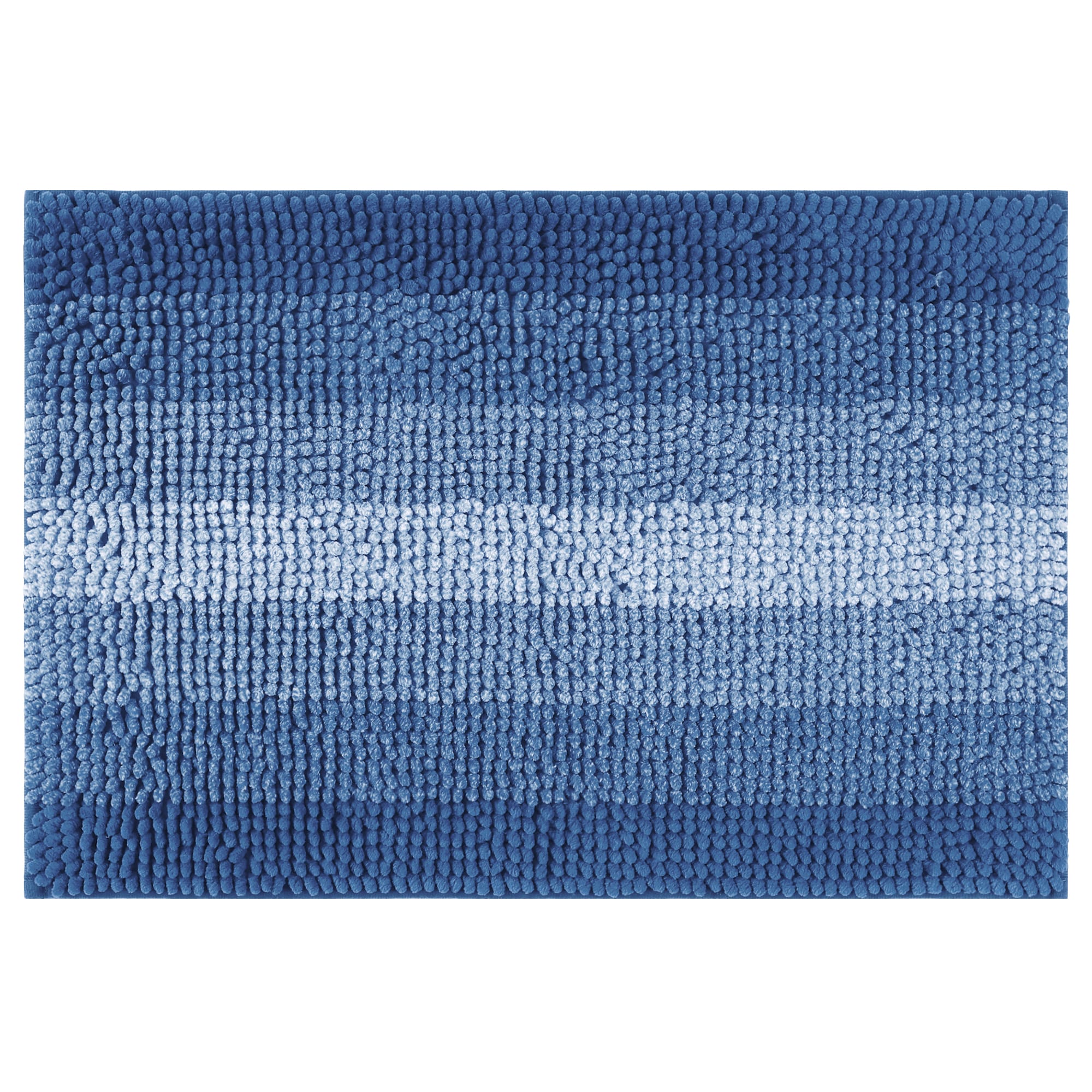 Unique Bargains Contrasting Color Striped Bathroom Rugs Non-Slip Plush Shaggy Bath Carpet Bath Mats Floor Tub and Shower 20 x 32 Inch Navy Blue