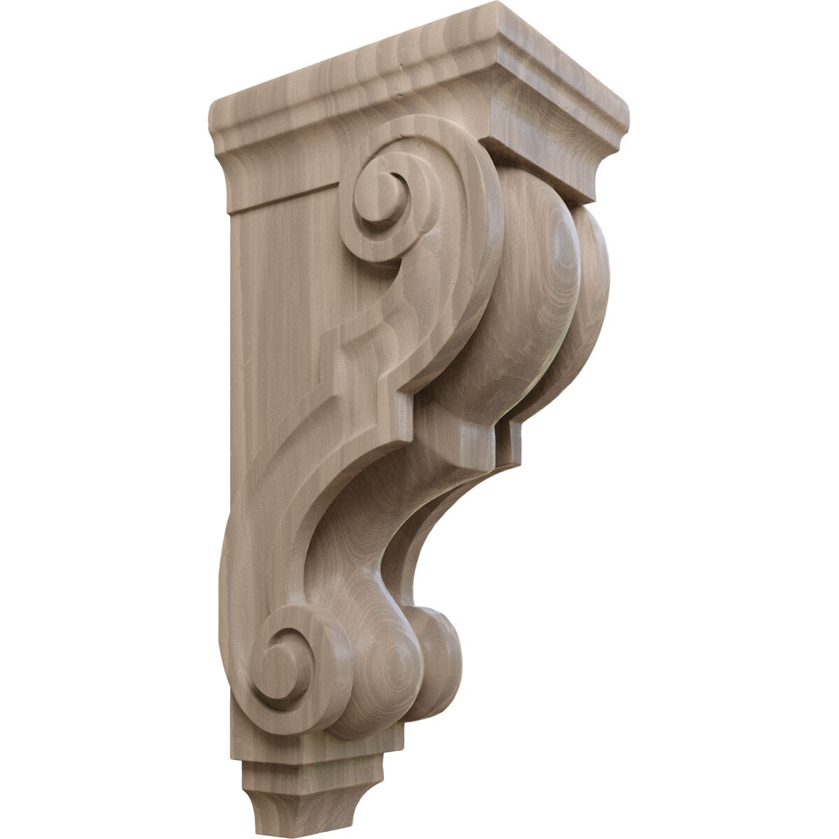 Ekena Millwork CORW05X07X14TRWA 5-in x 6.75-in x 14-in Unfinished Walnut Wood Paintable/Stainable Corbel