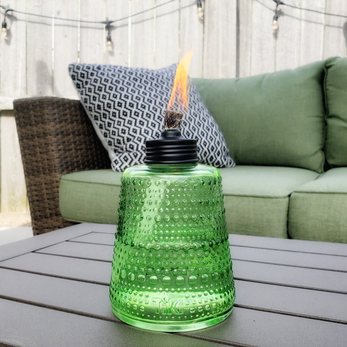 Green TIKI Brand  1118129 Set Sail Glass Table Torch 3-Pack 5.5-inch 