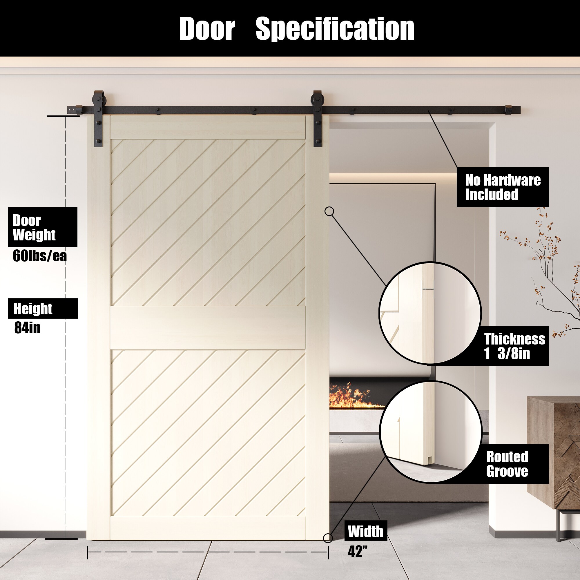 HOMACER XT1-4284-TG Barn-Doors - View #2