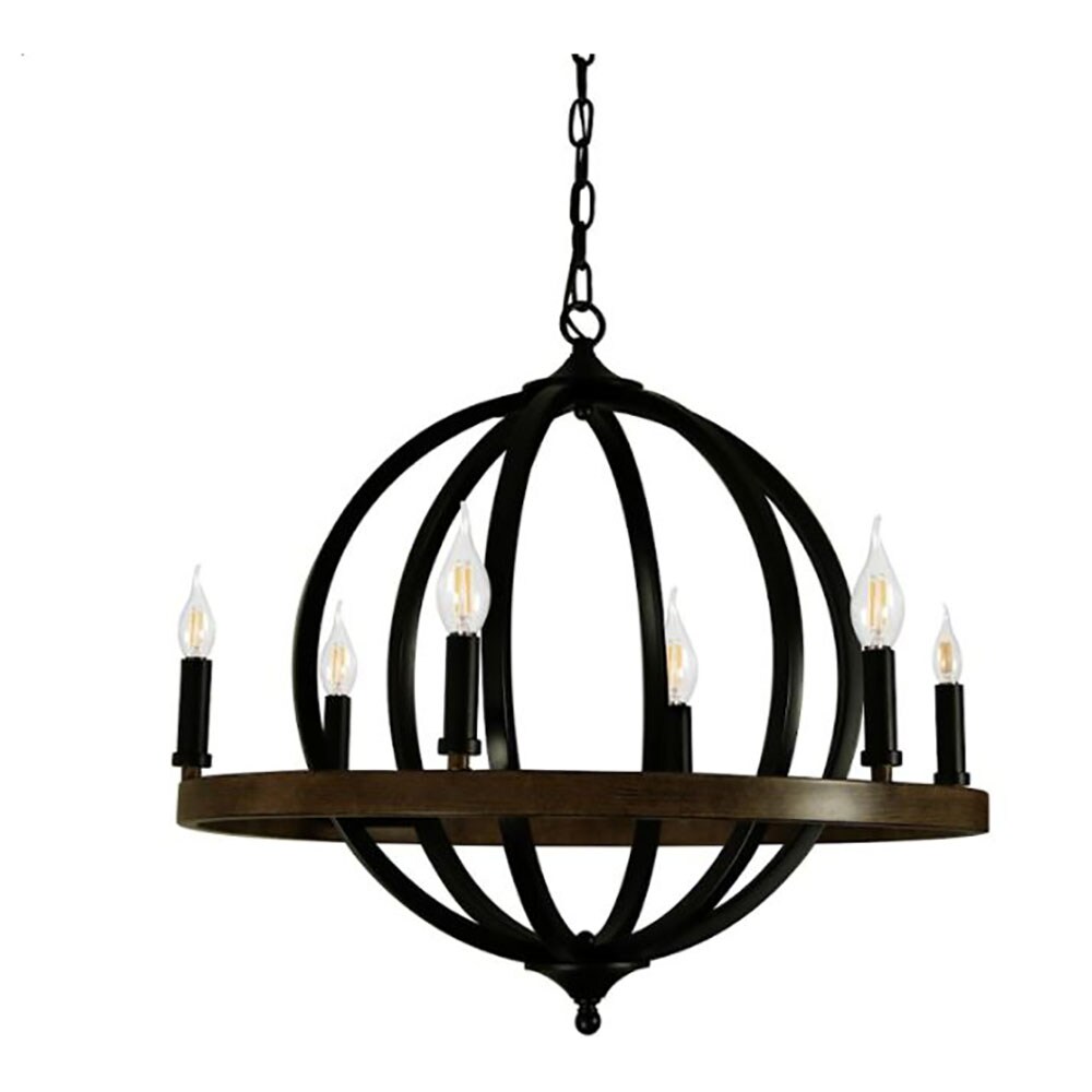 CANYON HOME CY-A4 6-Light Black Modern/Contemporary Dry Rated Chandelier