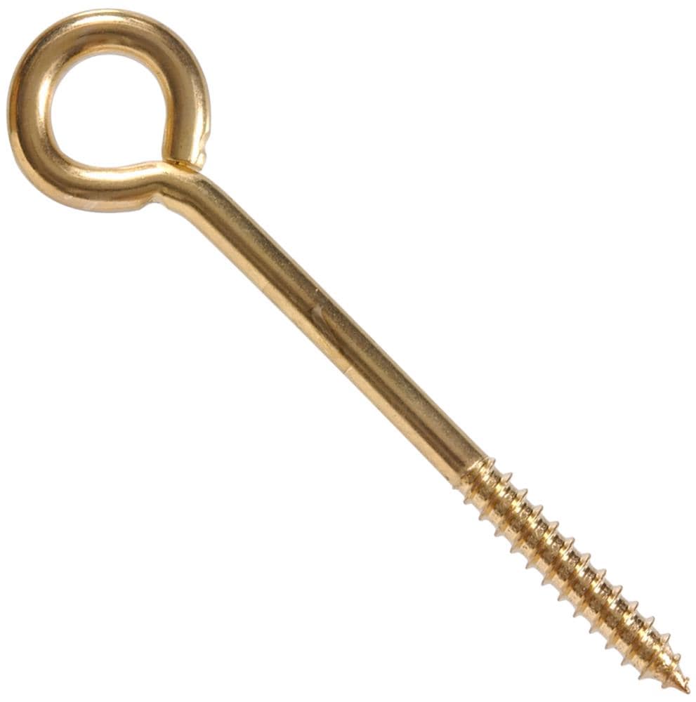 SCREW IN EYES 55MM X 12 pack of 4 EB BRASS PLATED STEEL 5MM dia. 