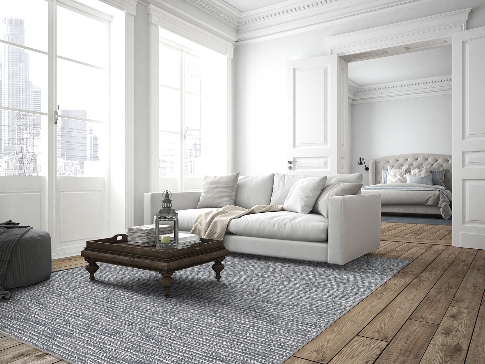 Joy Carpets 2037B-05 Impressions 4 x 5 (ft) Tufted Nylon Anchor Rectangular Indoor Abstract Farmhouse/Cottage Area rug