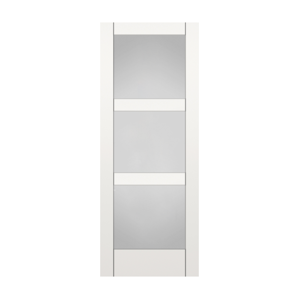 RELIABILT 10129379 Bellavista 36-in x 80-in 3-panel square Frosted glass Smooth Solid core Unfinished MDF Slab Door
