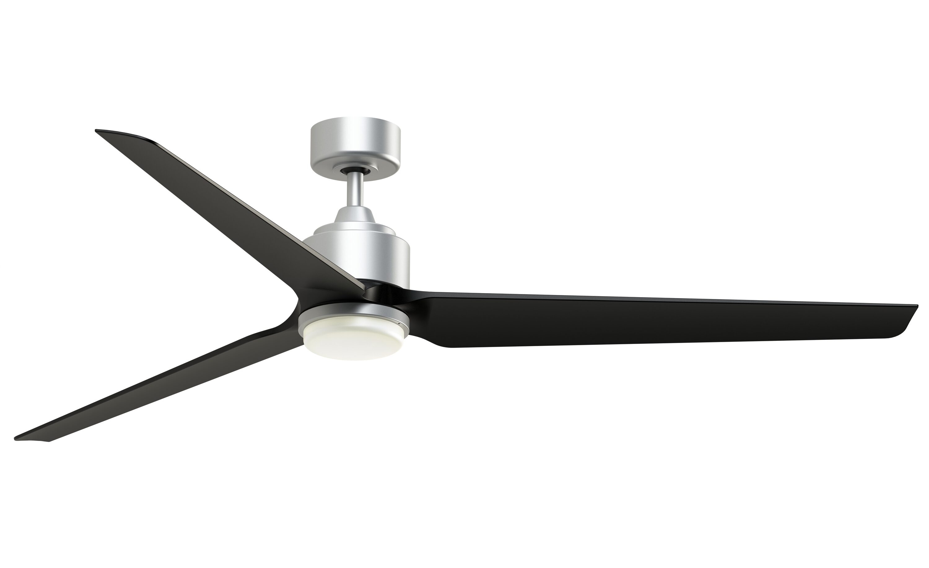 Fanimation TriAire Custom 72-in Silver with Black Blades Color-changing Integrated LED Indoor/Outdoor Smart Propeller Ceiling Fan with Light and Remote (3-Blade) FPD8515SLW-72BLW-LK Sansujyuku sansujyuku.com