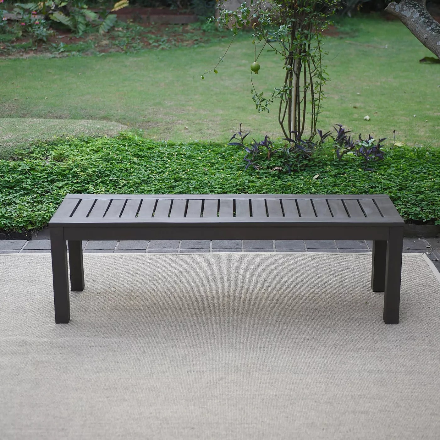 Cambridge Casual Braga 55-in W Gray the x in H department 17-in Bench Dark Benches at Patio Dining