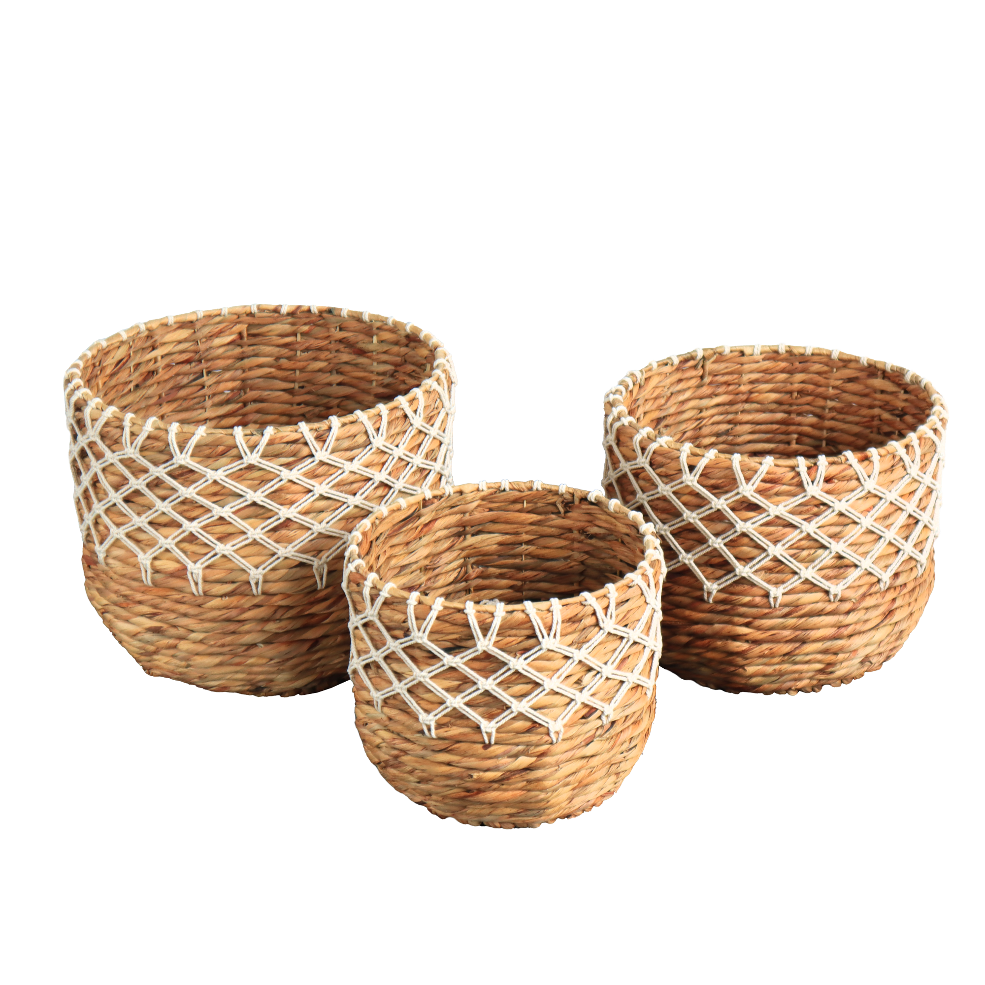 Eden Grace IH7650/3WH ( 15-in W x 11.8-in H x 15-in D ) Natural Water hyacinth Basket