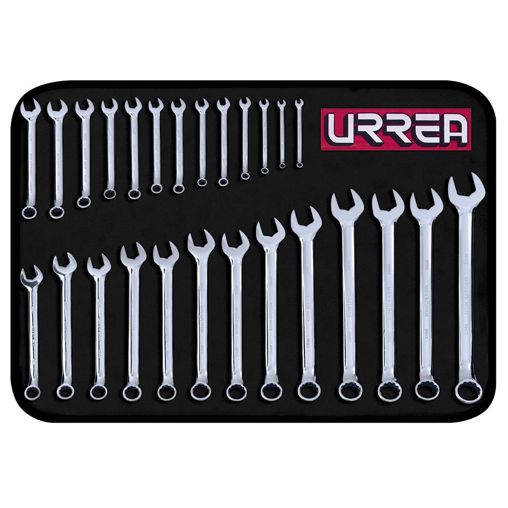 URREA 1200QM 26 -Piece Set 12-point Metric Standard Combination Wrench Includes Soft Case