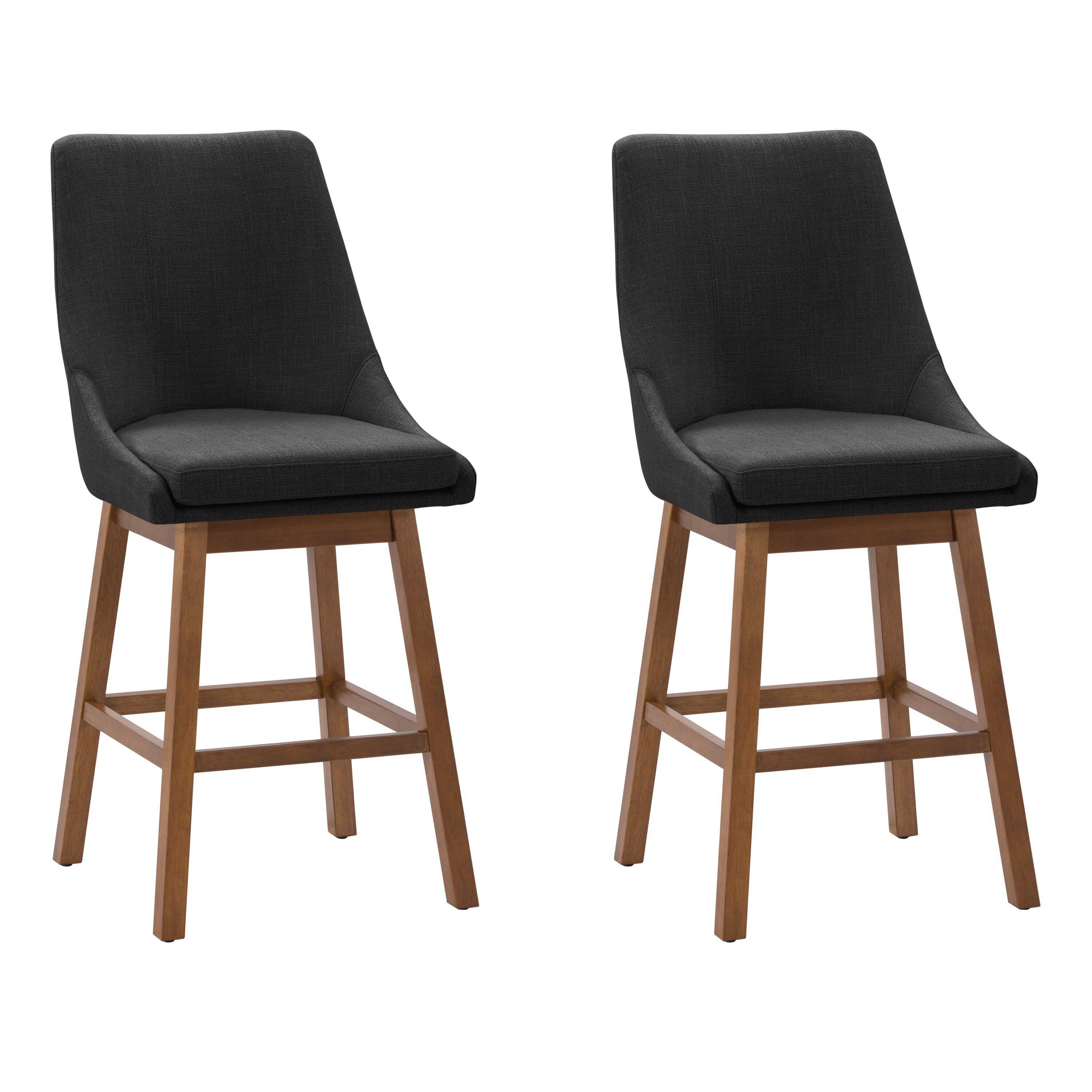 CorLiving DBT-202-B Luca Dark Grey Polyester 26-in H Counter height Upholstered Wood Bar Stool Back