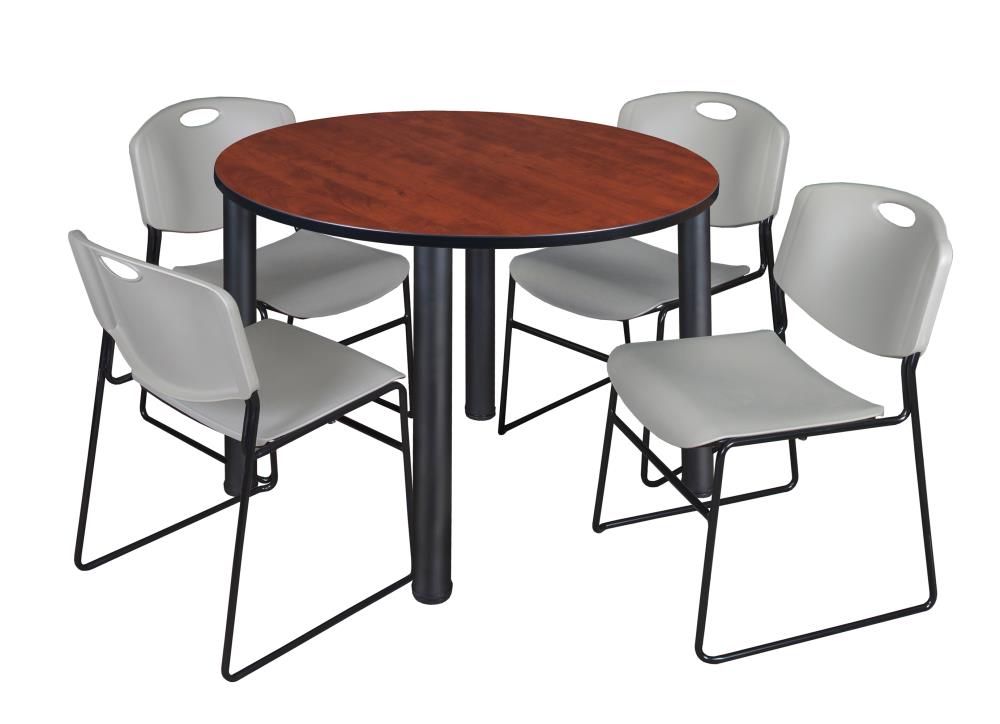 Regency TB48RNDCHBPBK44GY Breakroom Red 4-Person Training Table (48-in W x 29-in H)