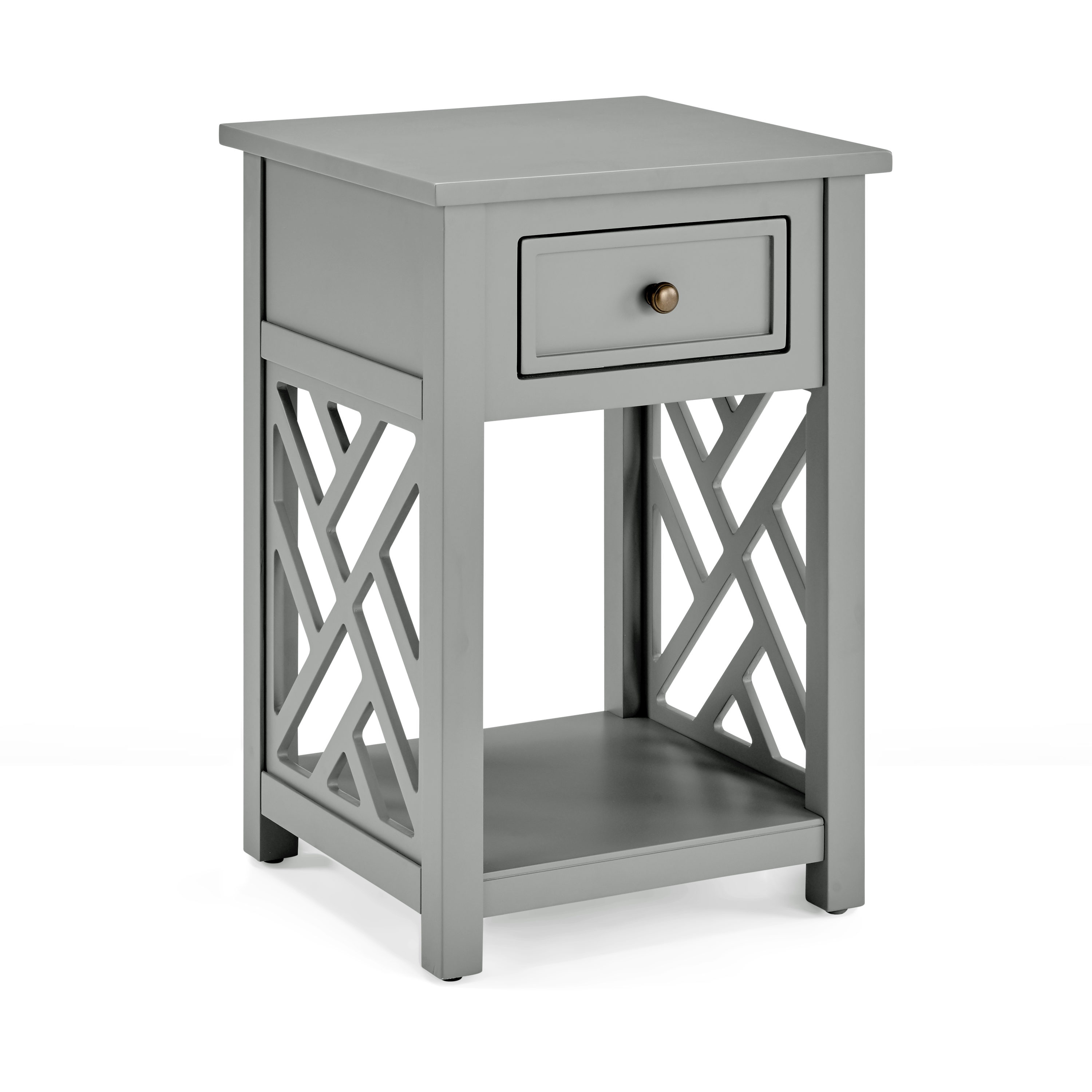 Alaterre Furniture ANCT0140 Coventry 15.75-Inches W x 23.75-Inches H Gray Wood Rectangular Modern End Table with Storage Assembly Required