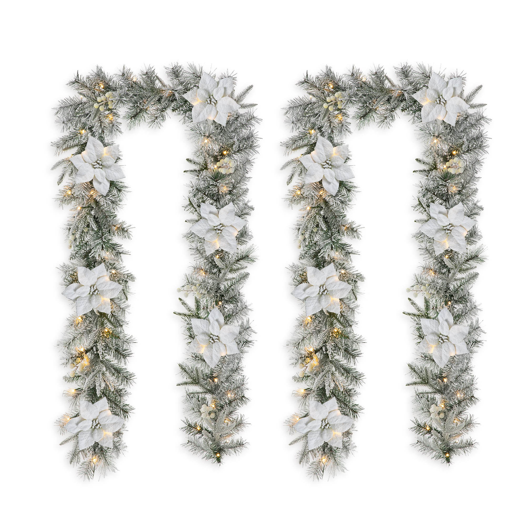Glitzhome 2016000022 Indoor Pre-lit Battery-operated 9-Feet Pinecone Artificial Garland with White LED Lights