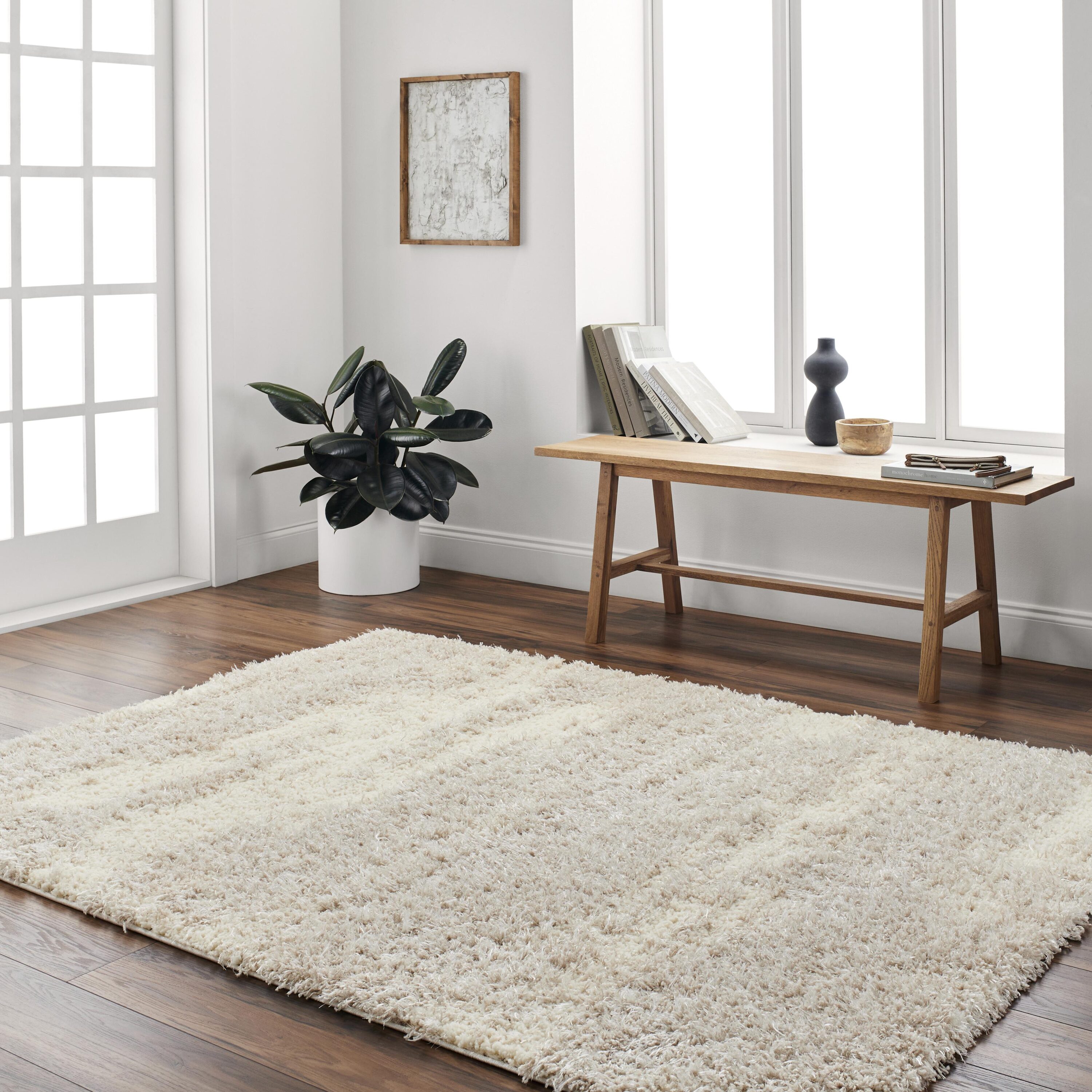 Livabliss EVP2302-6692 Everton Plus 6 x 9 (ft) Flatweave Off-white Rectangular Indoor Mid-Century Modern Pet Friendly Area rug