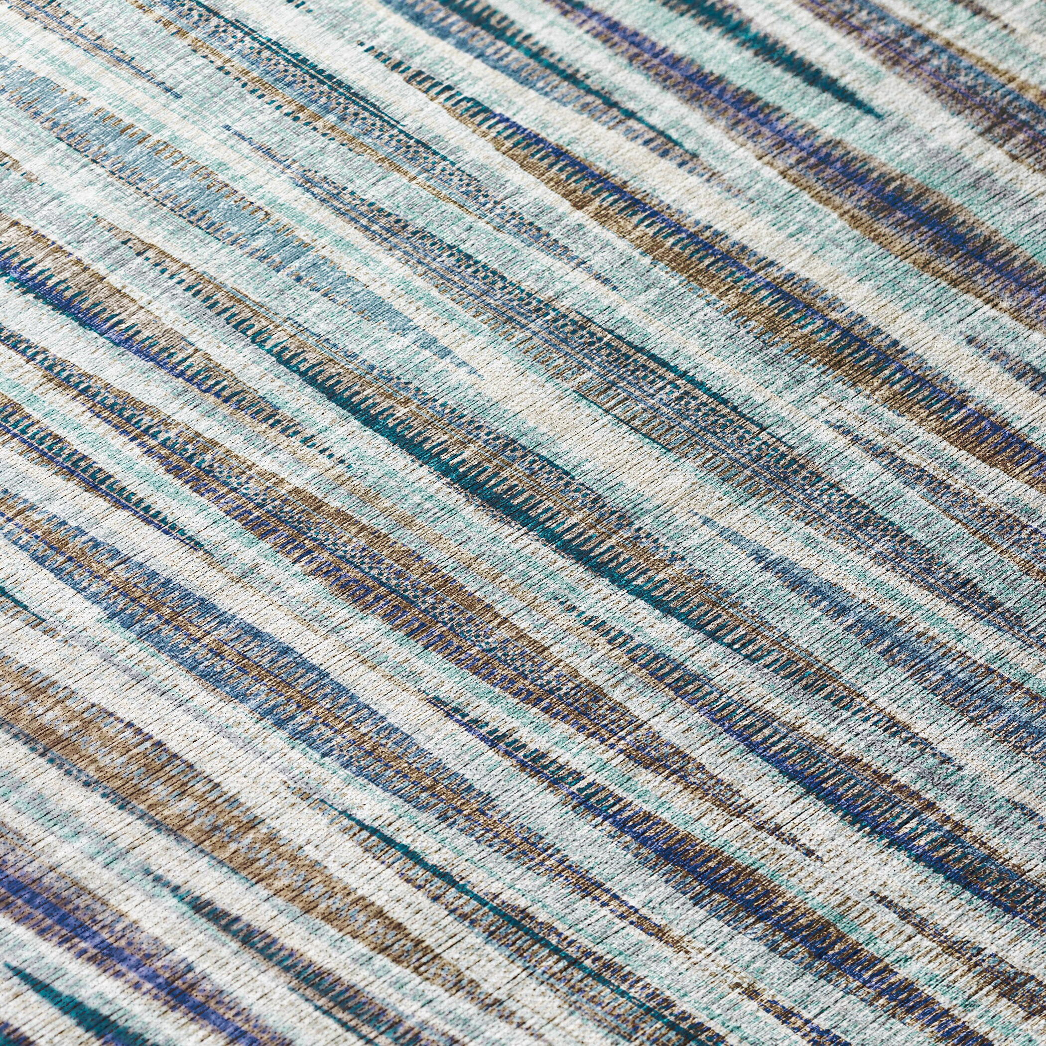 Ocean Stripe 8' x 10' Washable Synthetic Area Rug