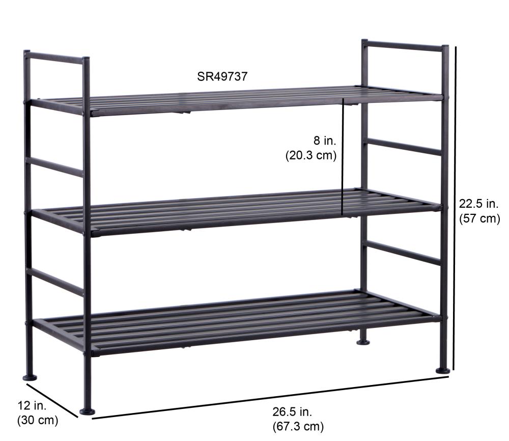 Home Basics 22-in H 3 Tier 12 Pair Wooden Wood Shoe Rack at Lowes.com