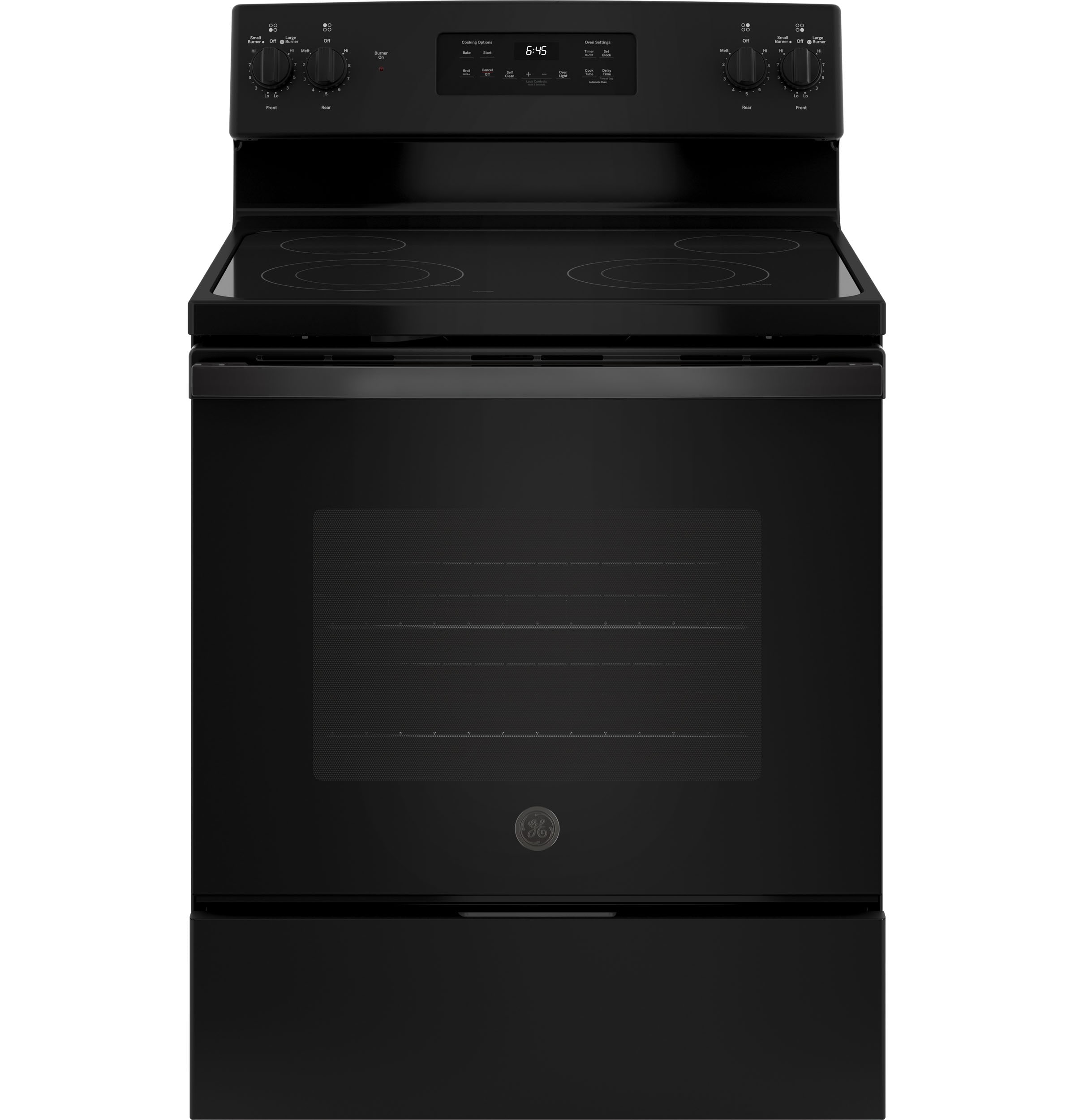 GE 27-in 4 Burners 3-cu ft Self-Cleaning Drop-In Electric Range (Black) in  the Single Oven Electric Ranges department at