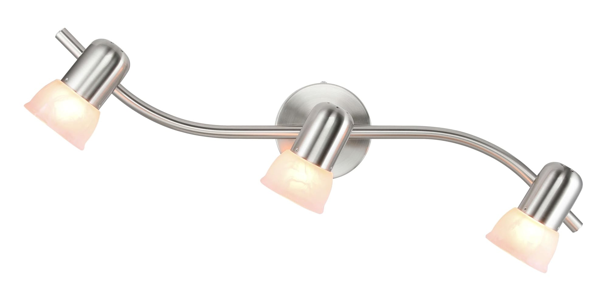 Aoibox  3 Light Brushed Nickel Wave Track Lighting Kit with Alabaster Glass Adjustable Heads for Indoor Rooms
