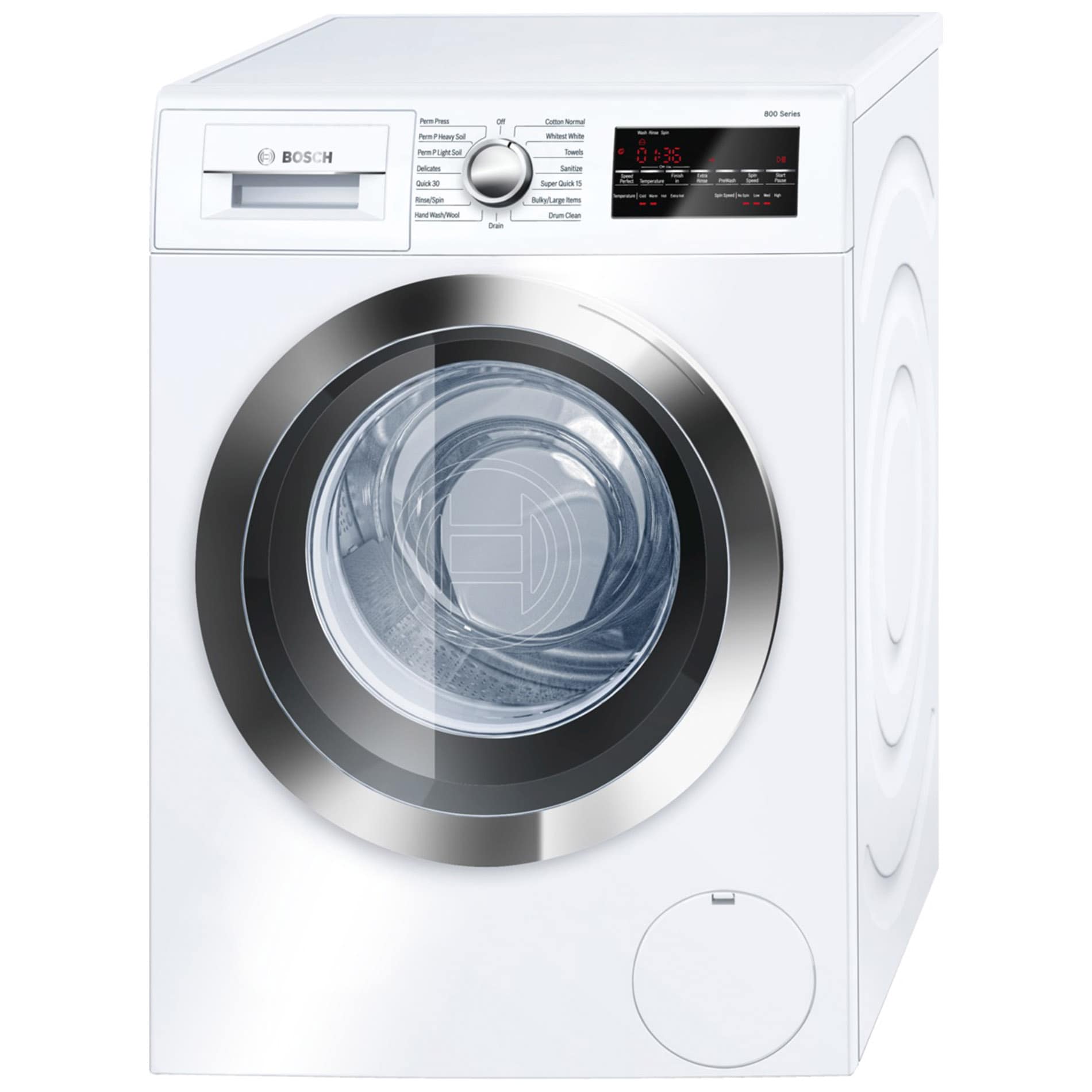 Bosch 800 2.2-cu ft High Efficiency Stackable Front-Load Washer (White/Chrome Trim) ENERGY STAR Stainless Steel | WAT28402UC