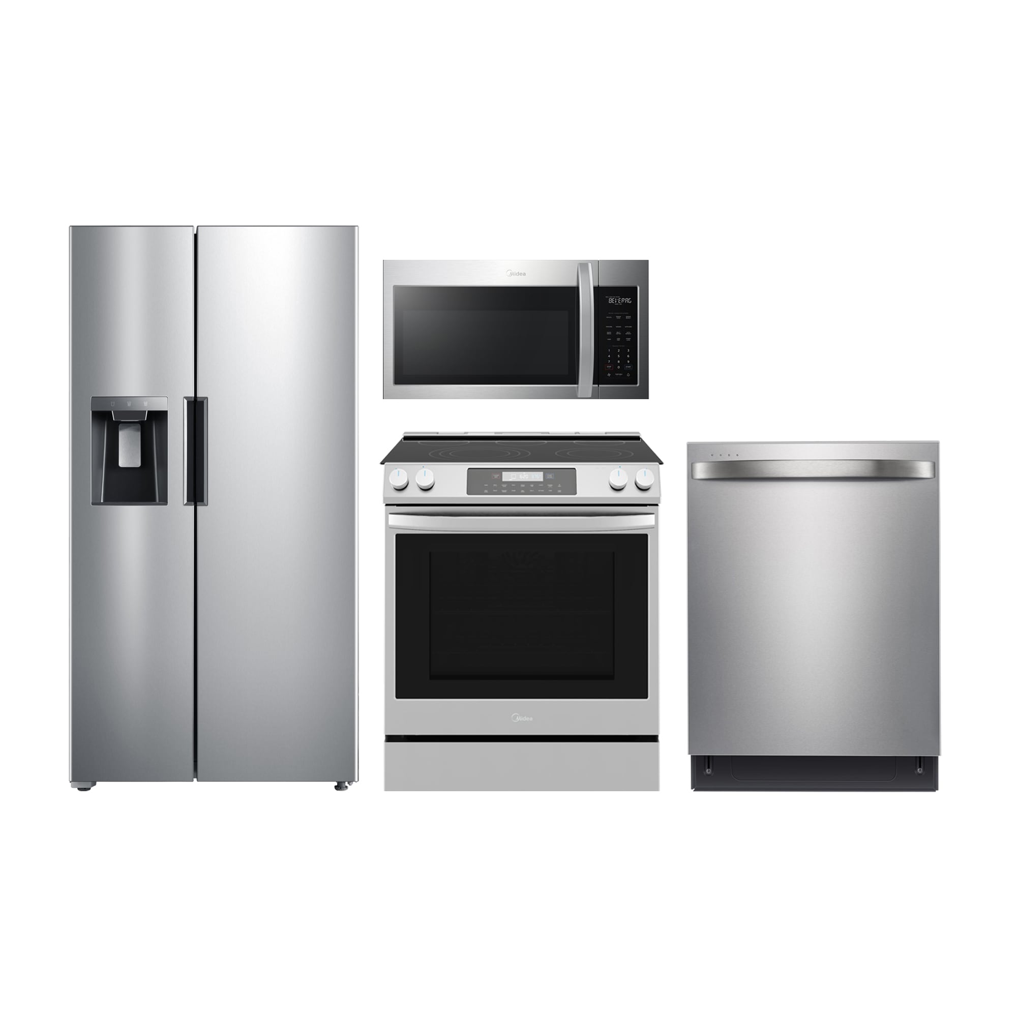 Midea 30-in Glass Top 5 Burners 6.3-cu ft Self-Cleaning Air Fry Slide-in  Smart Electric Range (Stainless Steel) in the Single Oven Electric Ranges  department at