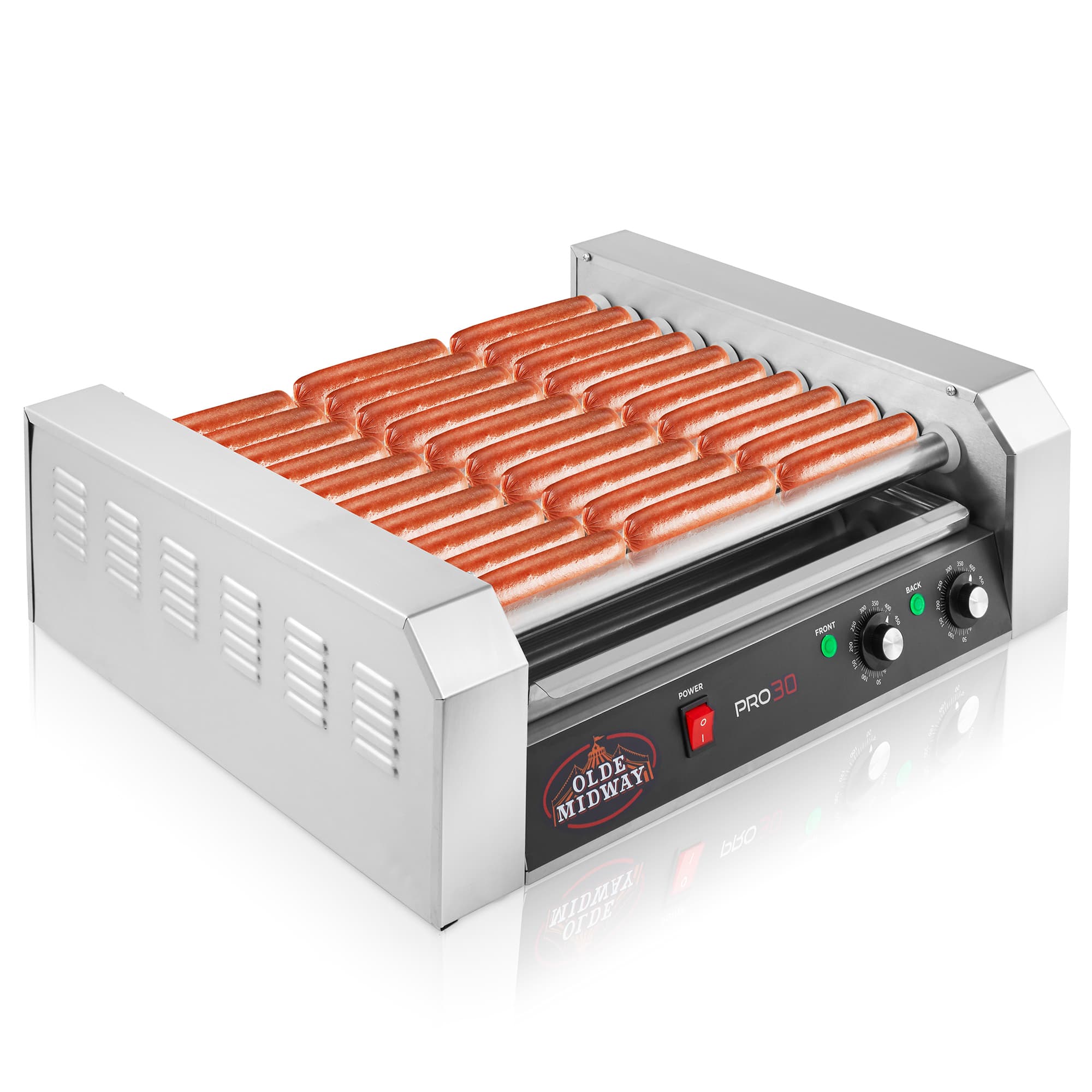 Olde Midway Electric 30 Hot Dog 11 Roller Grill Cooker Machine #CON-ROLL-PRO30