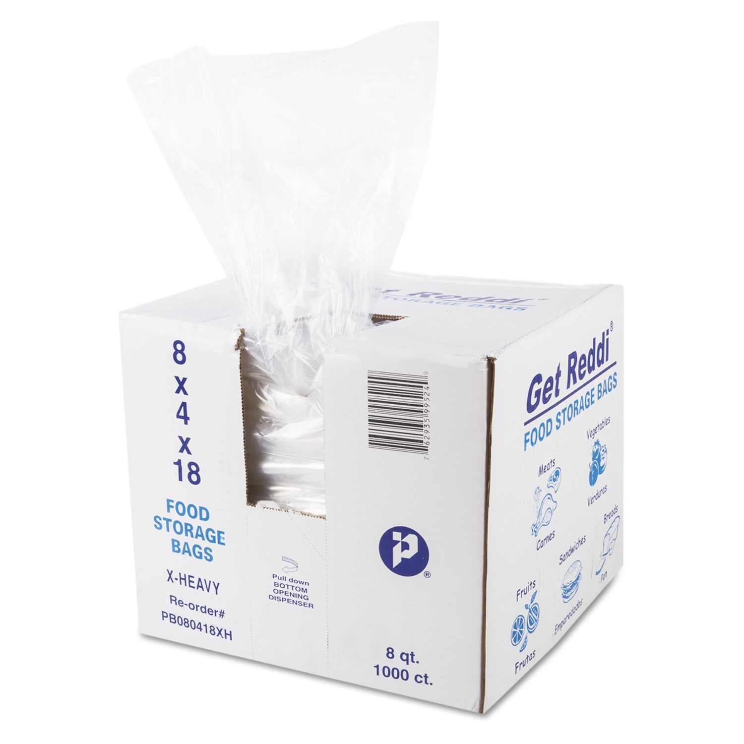 Reclosable Food Storage Bags, 1 gal, 2.7 mil, 10.5 x 11, Clear