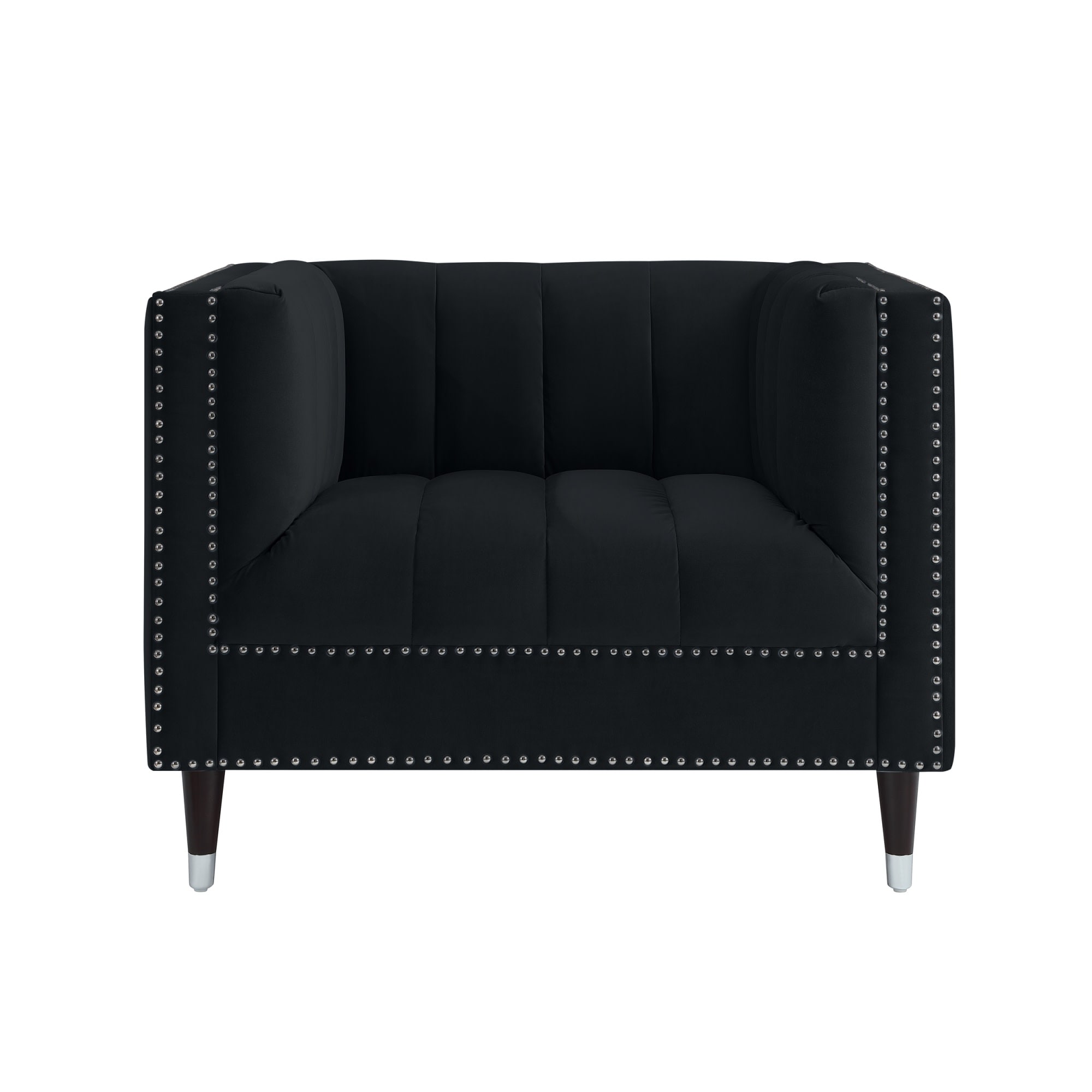 Nicole Miller NCC102-02BK-LS Joan Modern Black/Chrome Velvet Club Chair