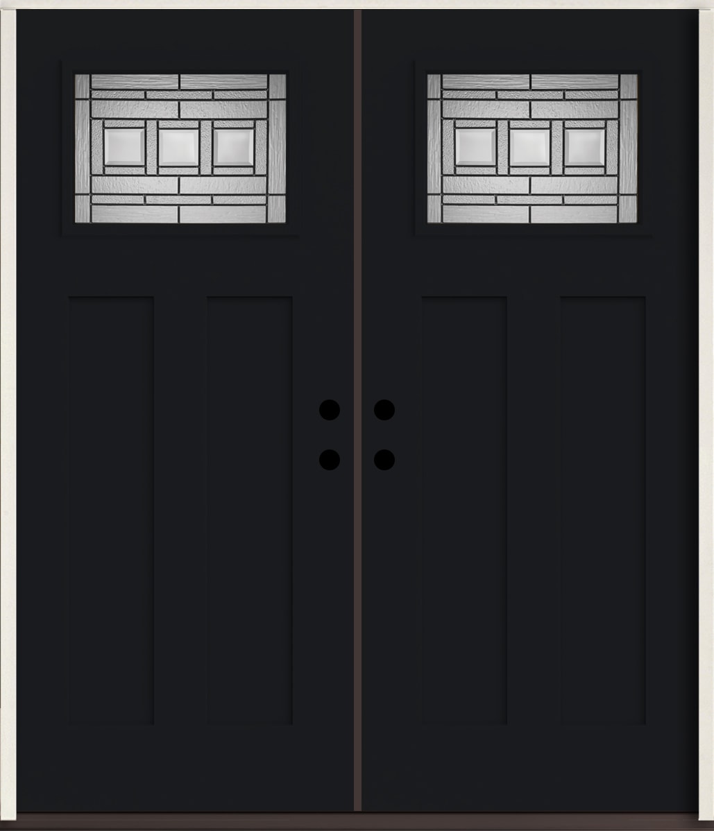 RELIABILT LO963650 Craftsman 72-in x 80-in x Fiberglass Craftsman Left-hand inswing Peppercorn Paint Painted Prehung Double Front Door Insulating core