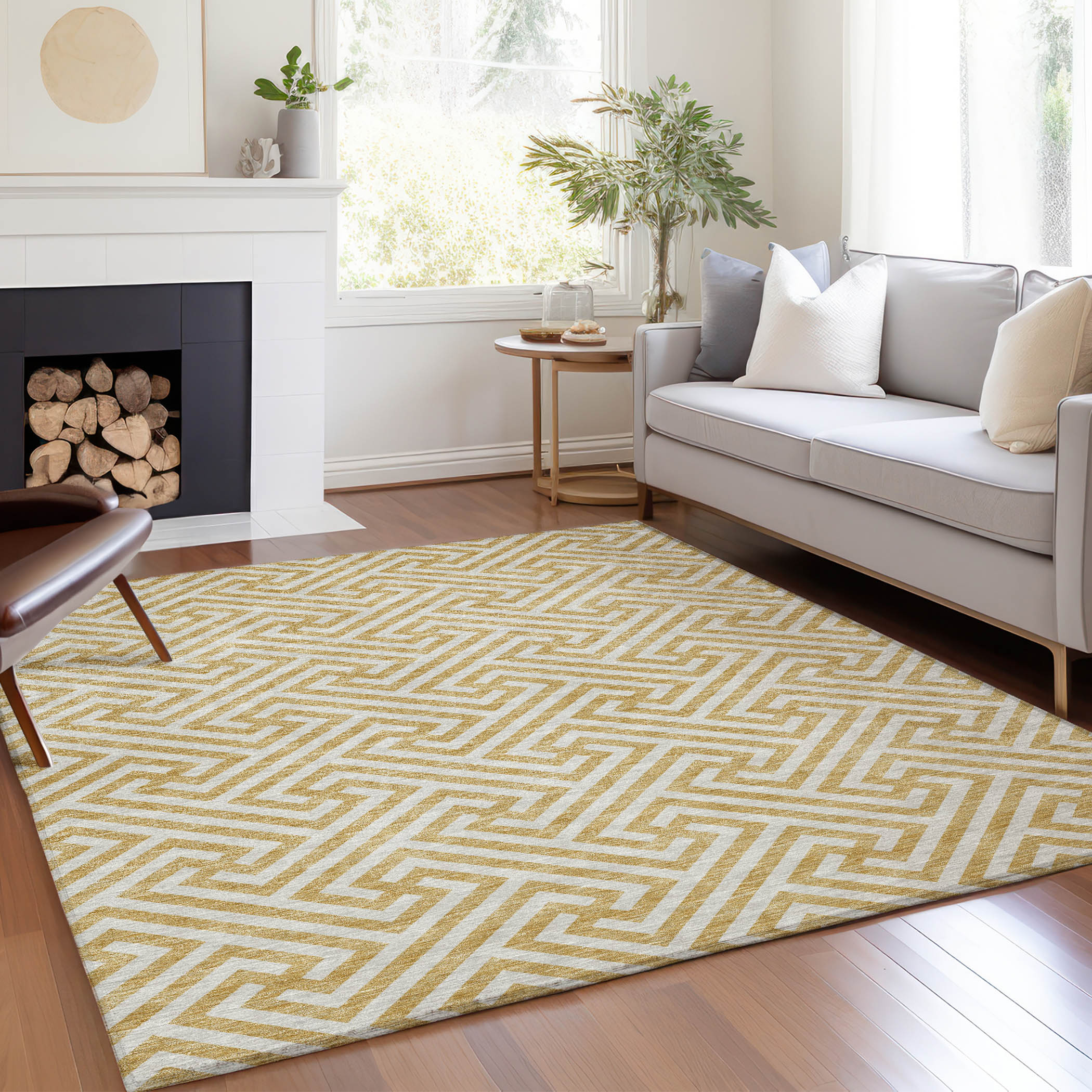 Addison Rugs ACN731GO5X8 Chantille ACN731GO 5 x 7 (ft) Polyester Gold Rectangular Indoor/Outdoor Geometric Machine washable Area rug