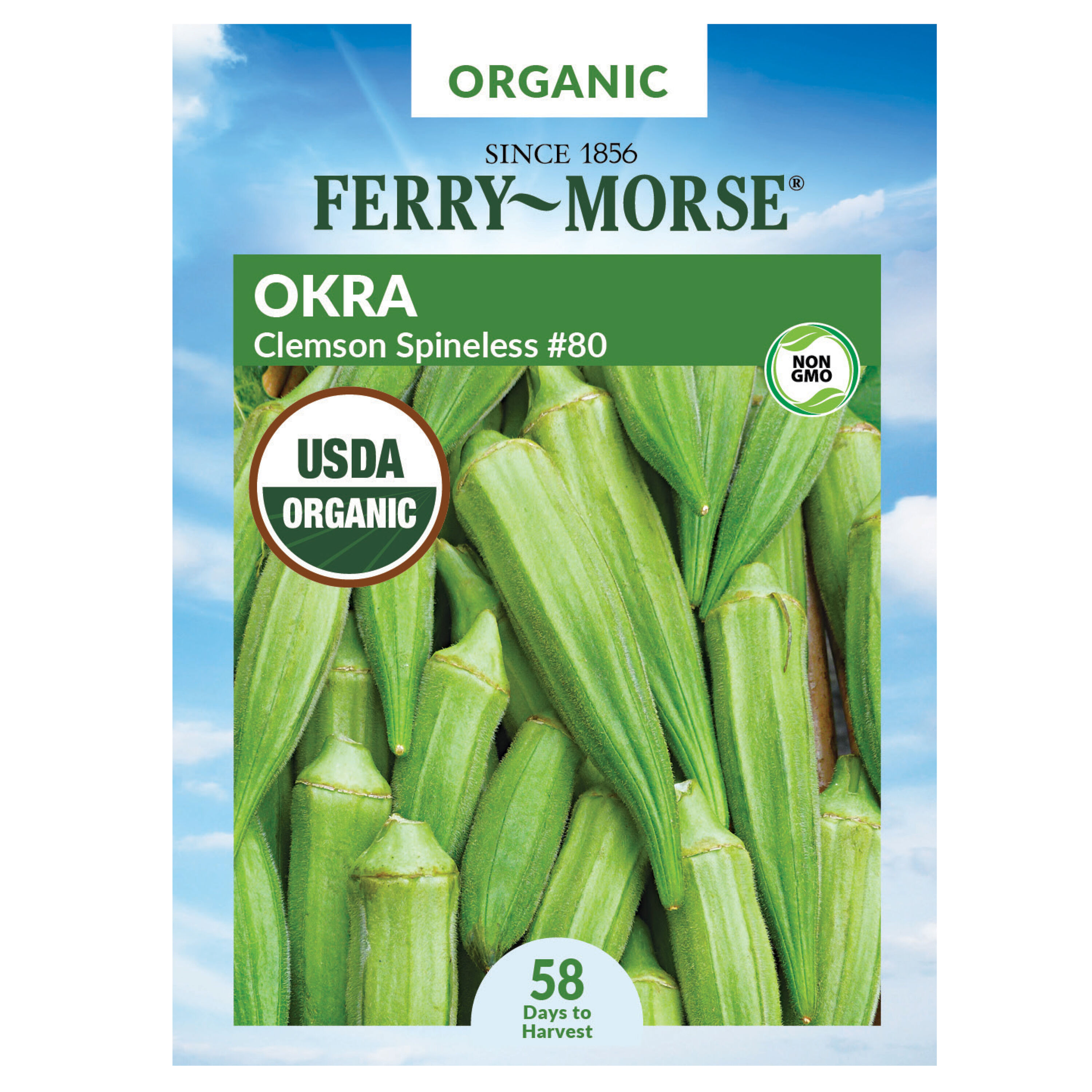 Ferry-Morse 914068.299.643944 Organic Okra Spineless Clemson Organic Vegetable Seeds 3 Gram(s)
