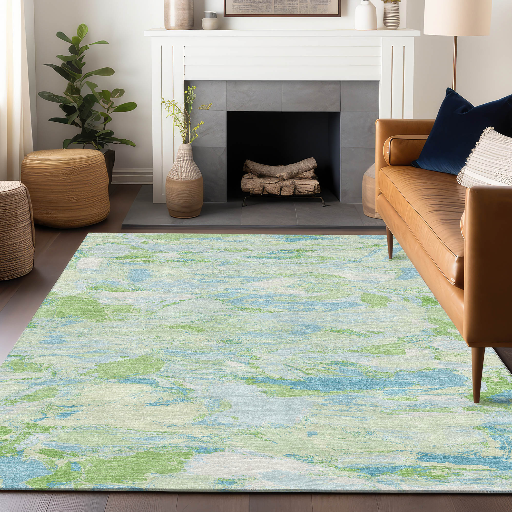 Addison Rugs ACN1348MZ8X10 Chantille ACN1348MZ 8 x 10 (ft) Polyester Mint Rectangular Indoor/Outdoor Geometric Machine washable Area rug