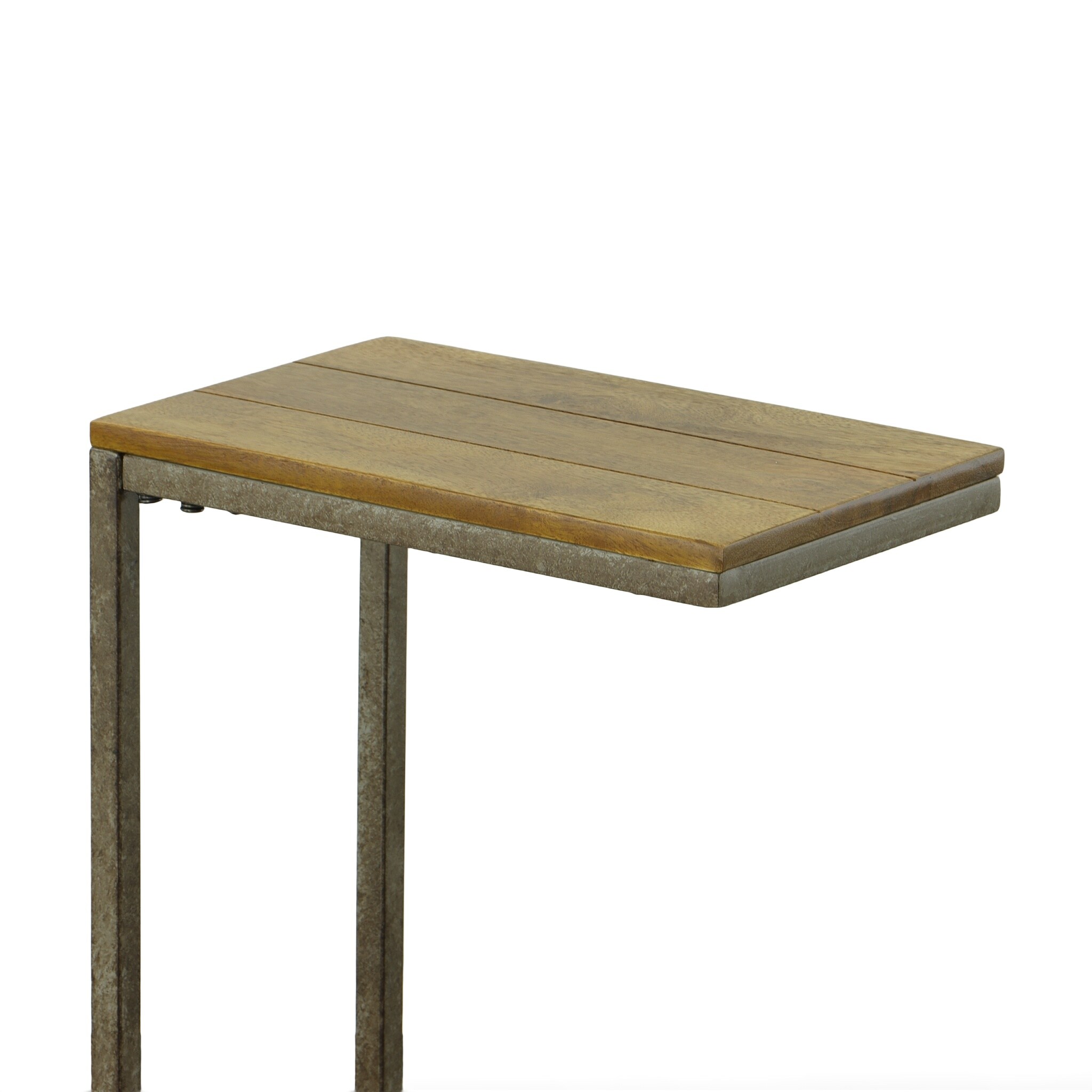 Aged Iron & Harvest Oak C Table with Grooved Wood Top