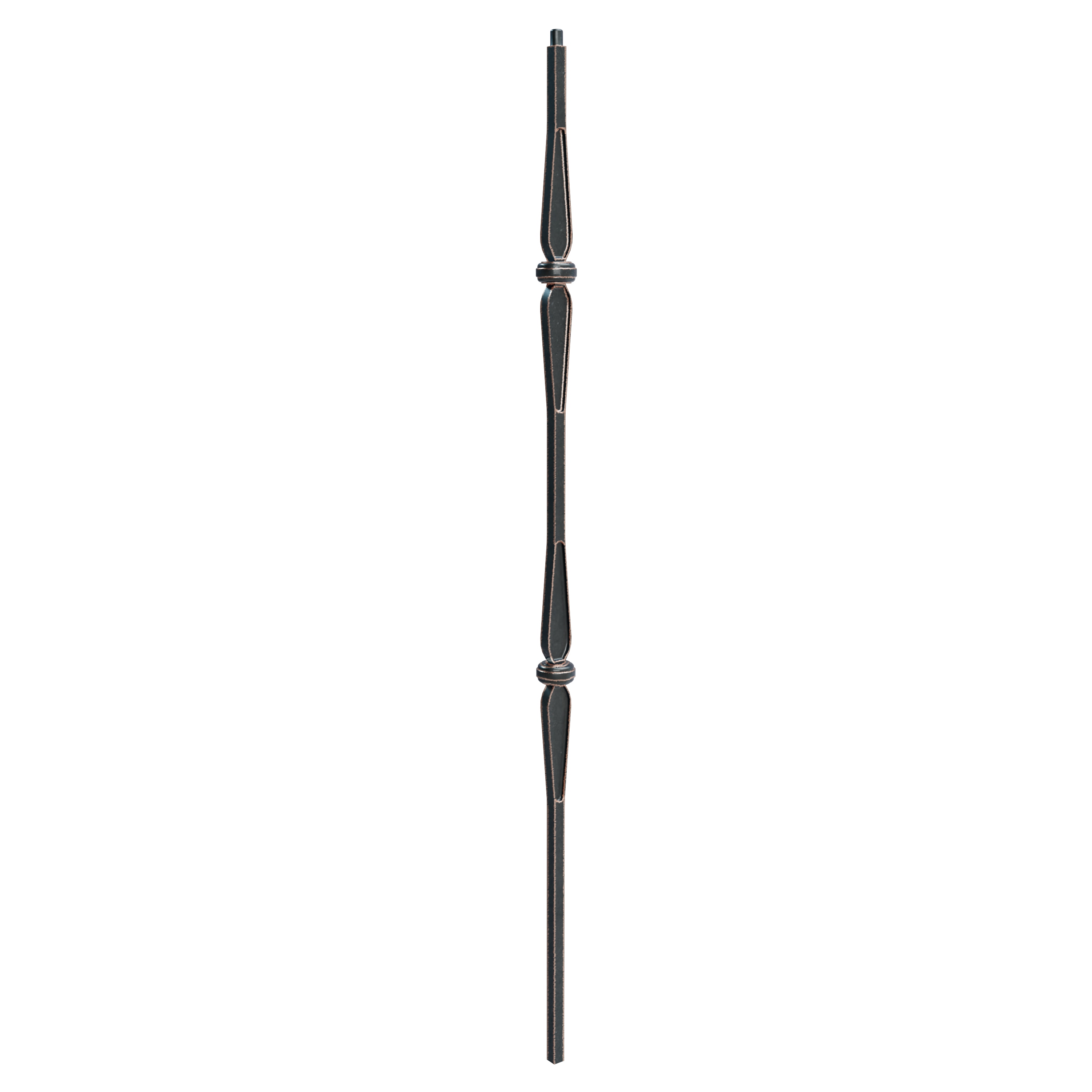 Crown Heritage 4583502RC44 44-in x 1.6875-in Rubbed Copper Wrought Iron Pin Top Double Knuckle Stair Baluster