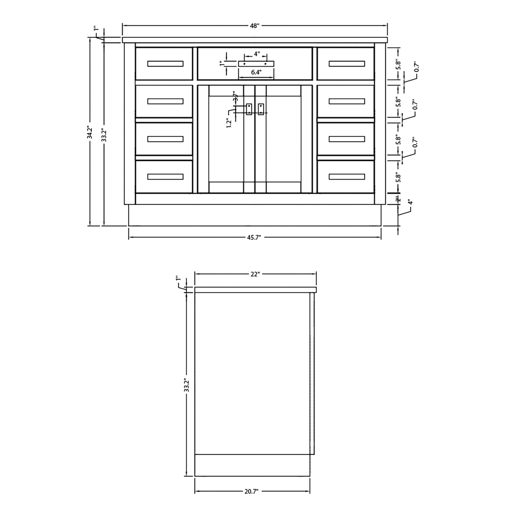 Hartford 48" White Marble Top Single Sink Bathroom Vanity