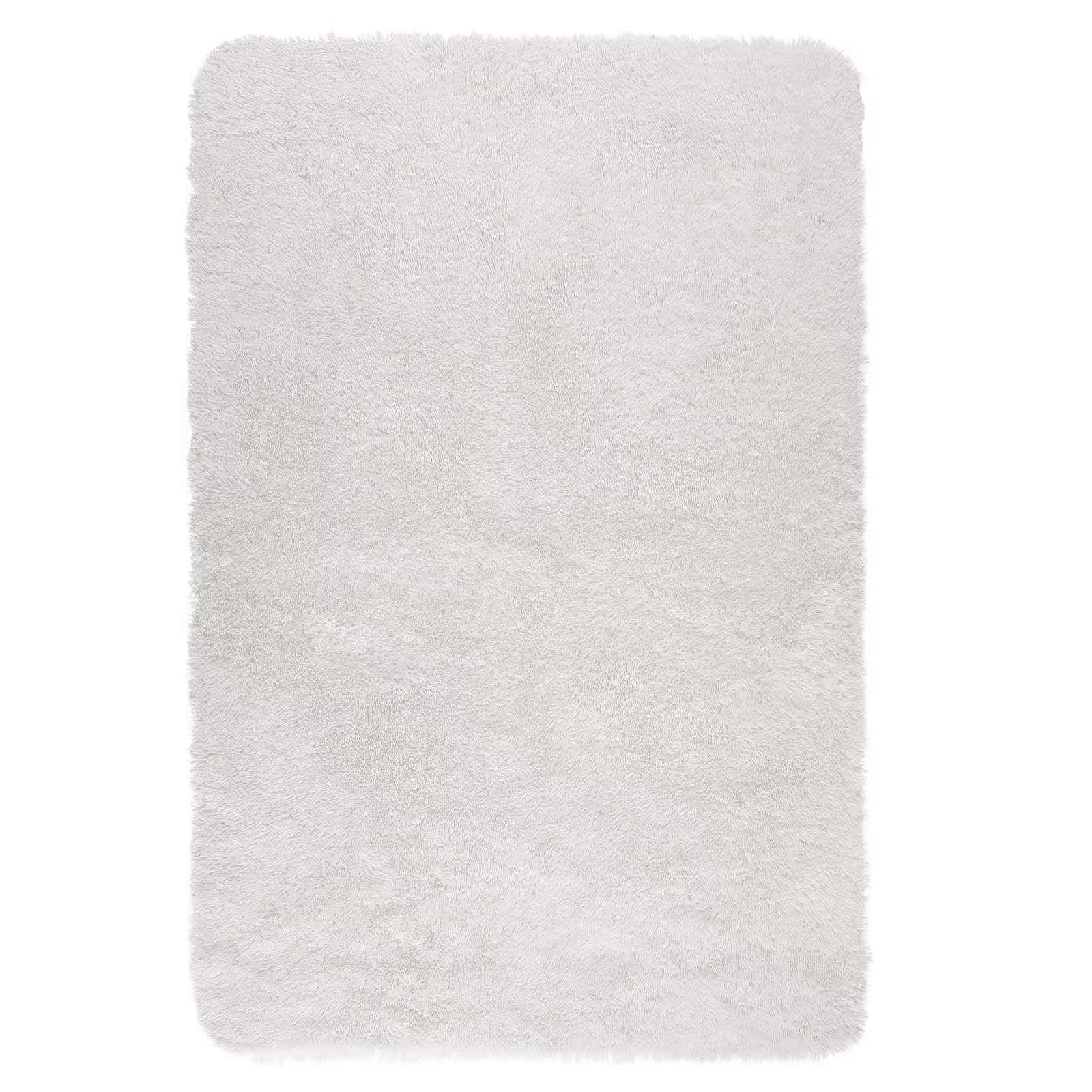 Qeetex SUNNY-PHO-0PW2O62G 10 x 13 ft Polyester White Rectangular Indoor Solid Modern Fluffy Soft Non Slip Area Rug