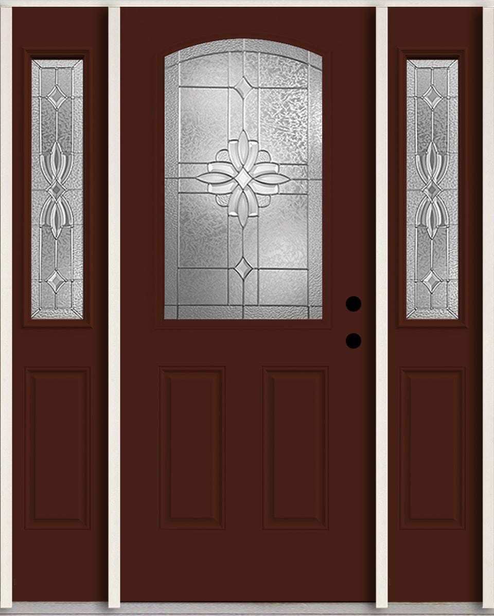 RELIABILT LO964316 Laurel 60-in x 80-in x 4-5/8-in Fiberglass Half lite Left-hand inswing Currant Paint Painted Prehung Front Door with Sidelights Insulating core