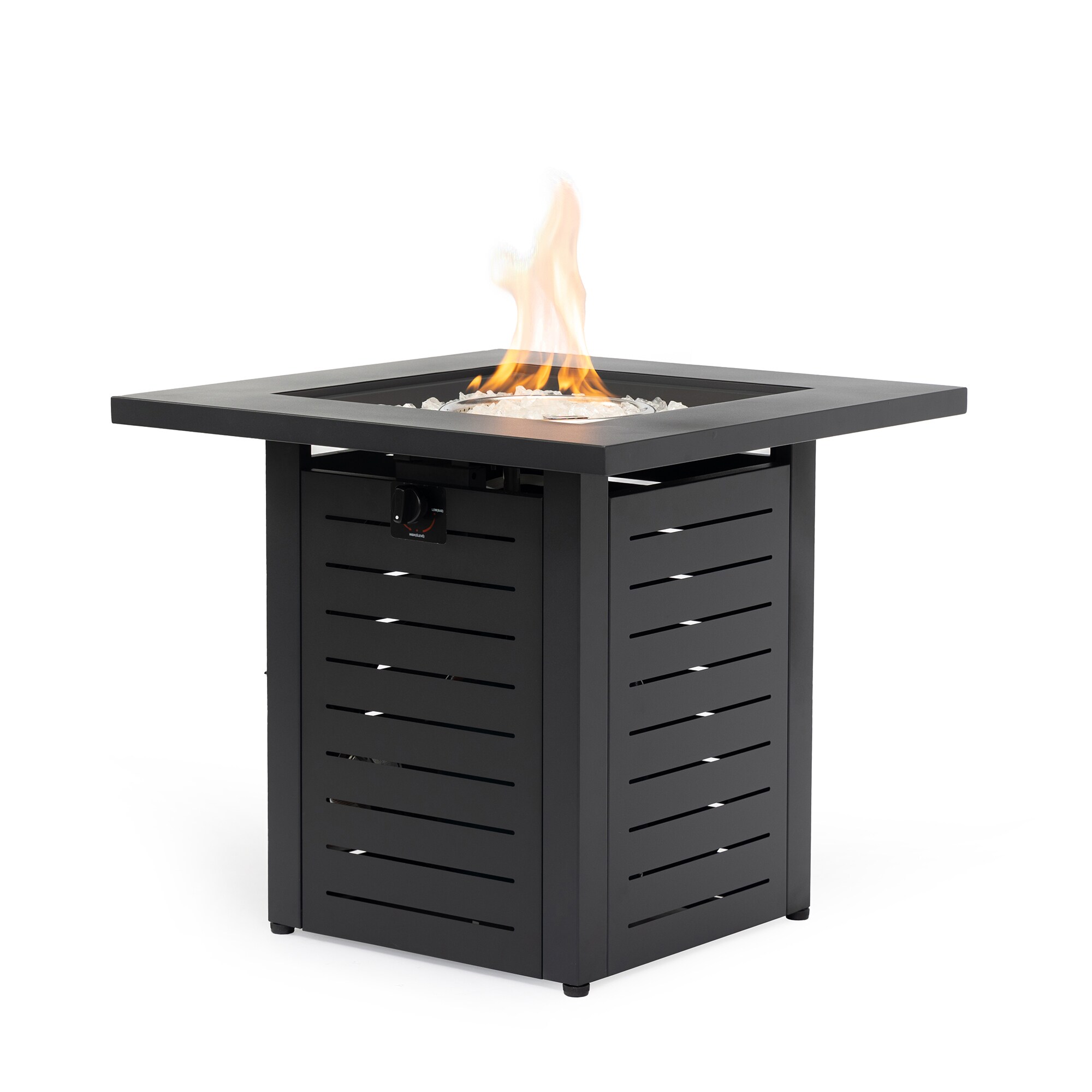 Bybafun YB2600102 Gas Fire Pits 28-in W Black Portable Steel Rectangle Tabletop Liquid propane Fire pit table