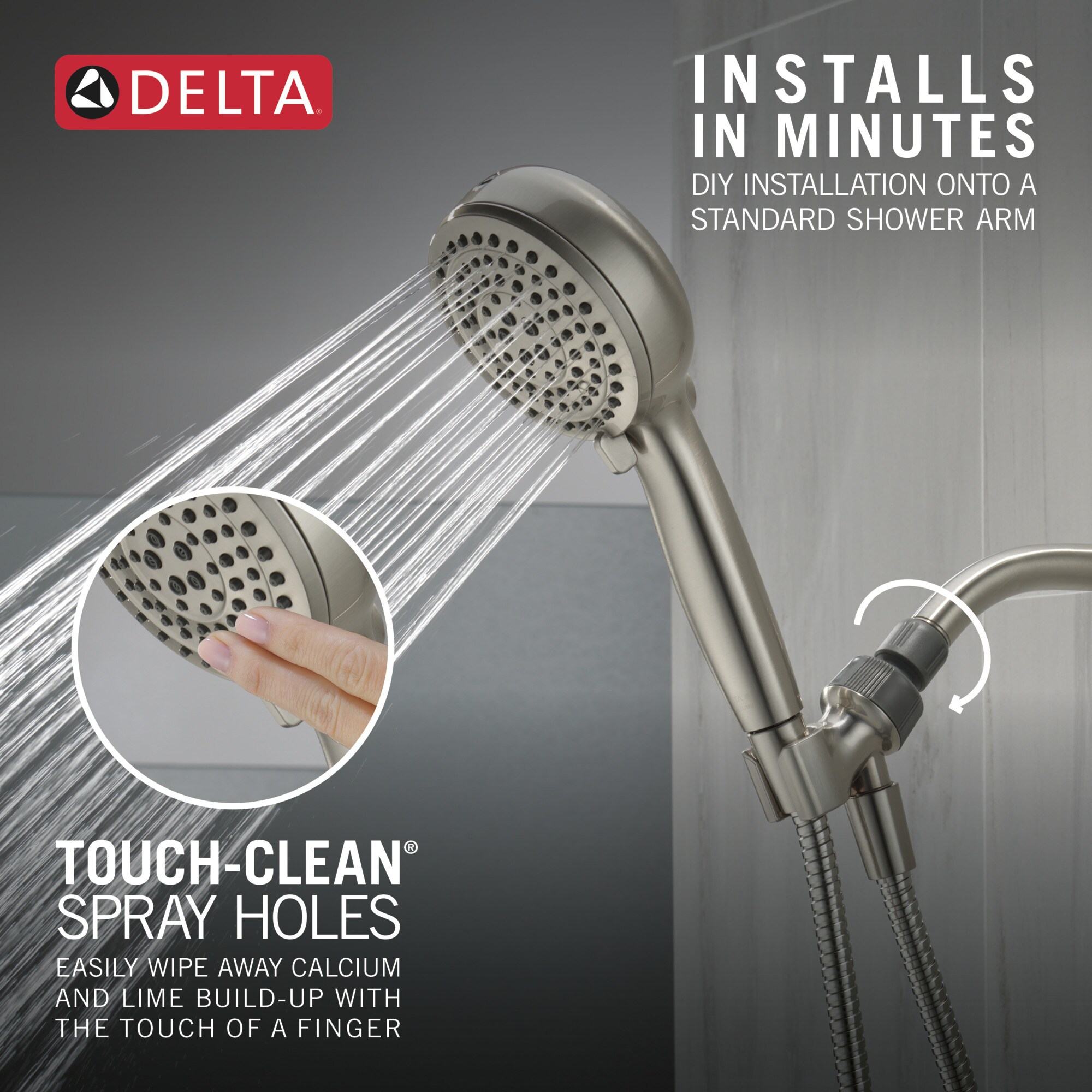 Delta ProClean Spotshield Brushed Nickel Round Handheld Shower Head 1. ...