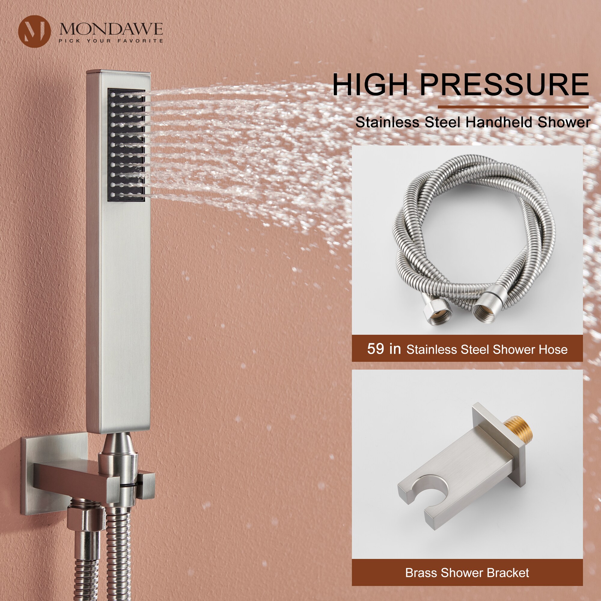Mondawe WF6025NI-12BN Showerhead-Bar-Panels - View #6