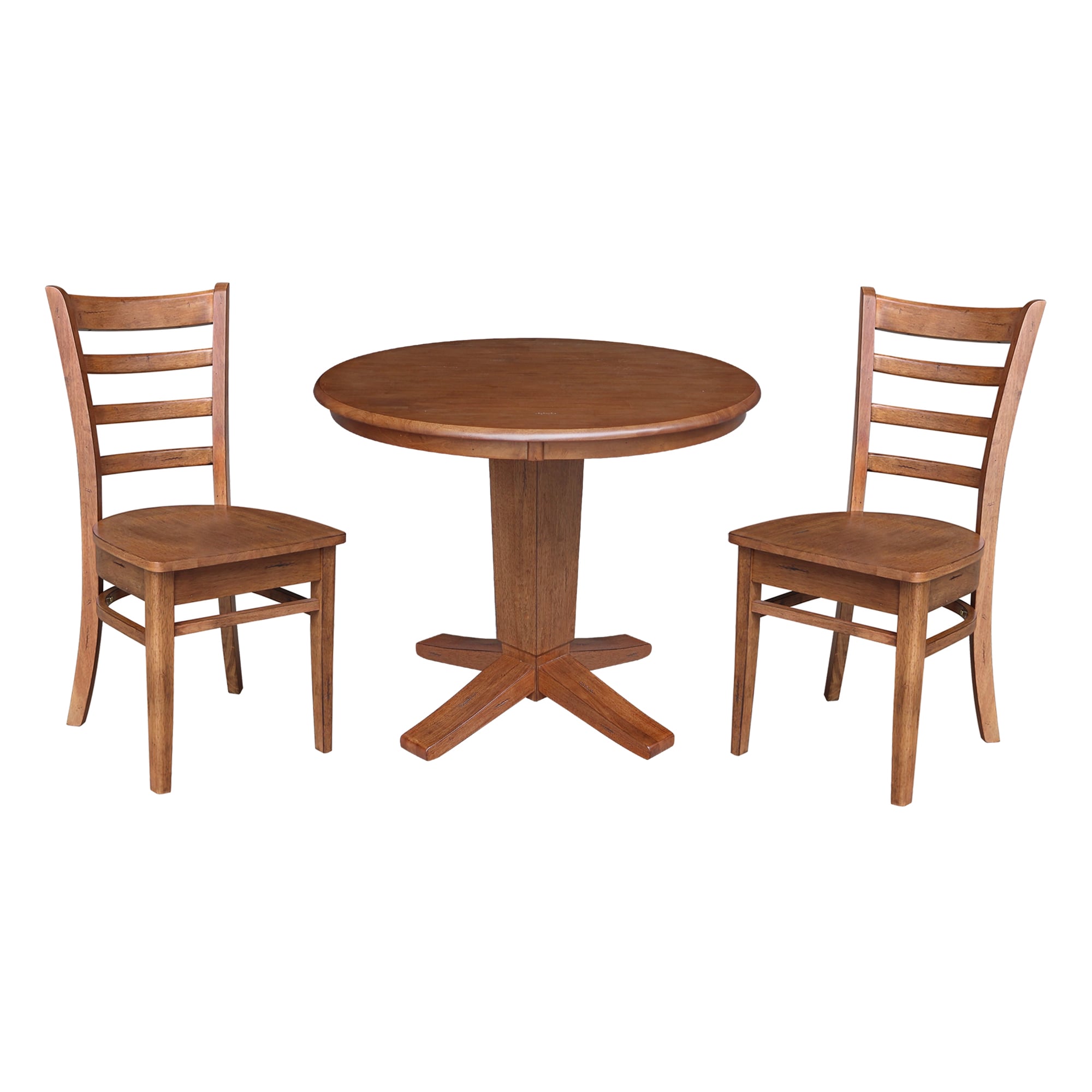 International Concepts K42-36RT-23B-C617-2 Distressed Oak Traditional Dining Room Set with Round Table ( Seats 4 )
