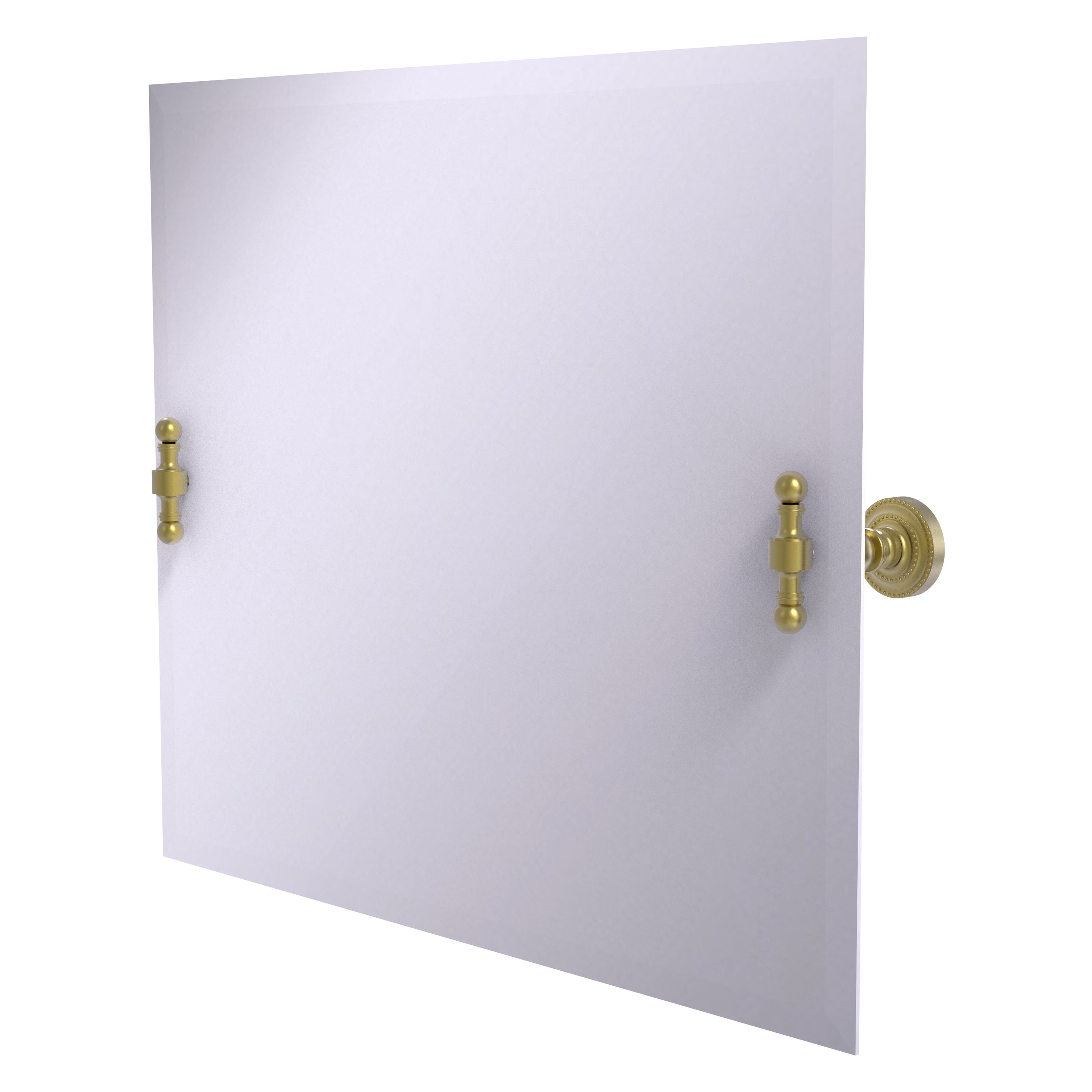 Allied Brass RD-93-SBR Retro Dot 26-Inches x 21-Inches Beveled Frameless Rectangle Tilting Bathroom Vanity Mirror ( Satin Brass )