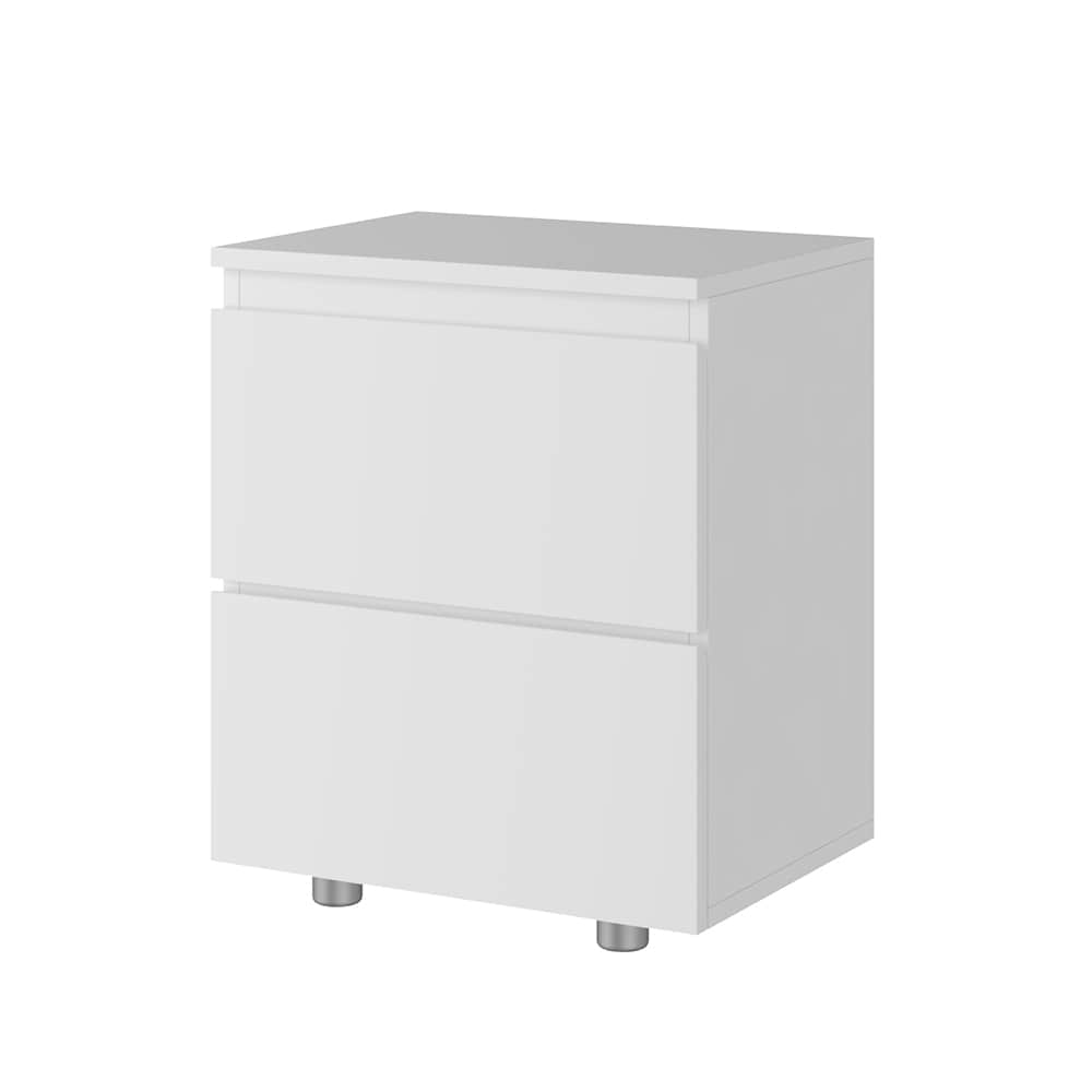  V-KF200150-01 Nightstand Bedside Table Side Table for Small Spaces Accent End Table with 2 Drawers for Living Room Bedroom White