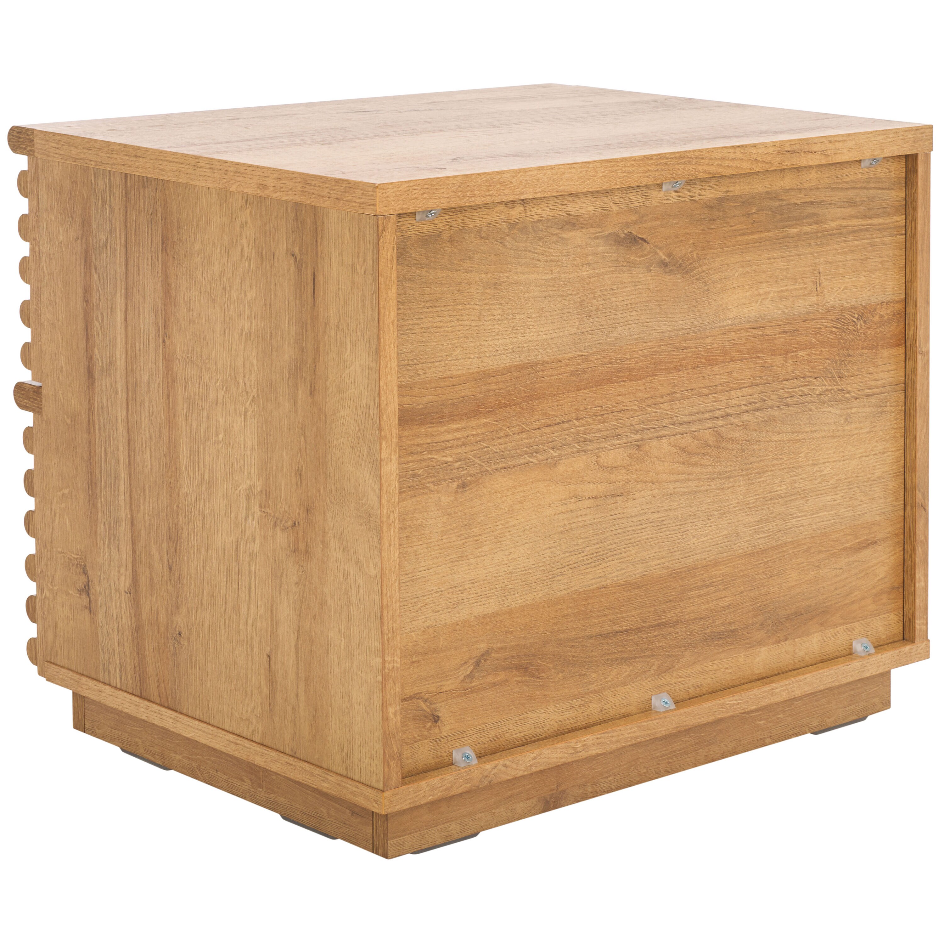 Averi Rustic Oak 2-Drawer Slatted Nightstand