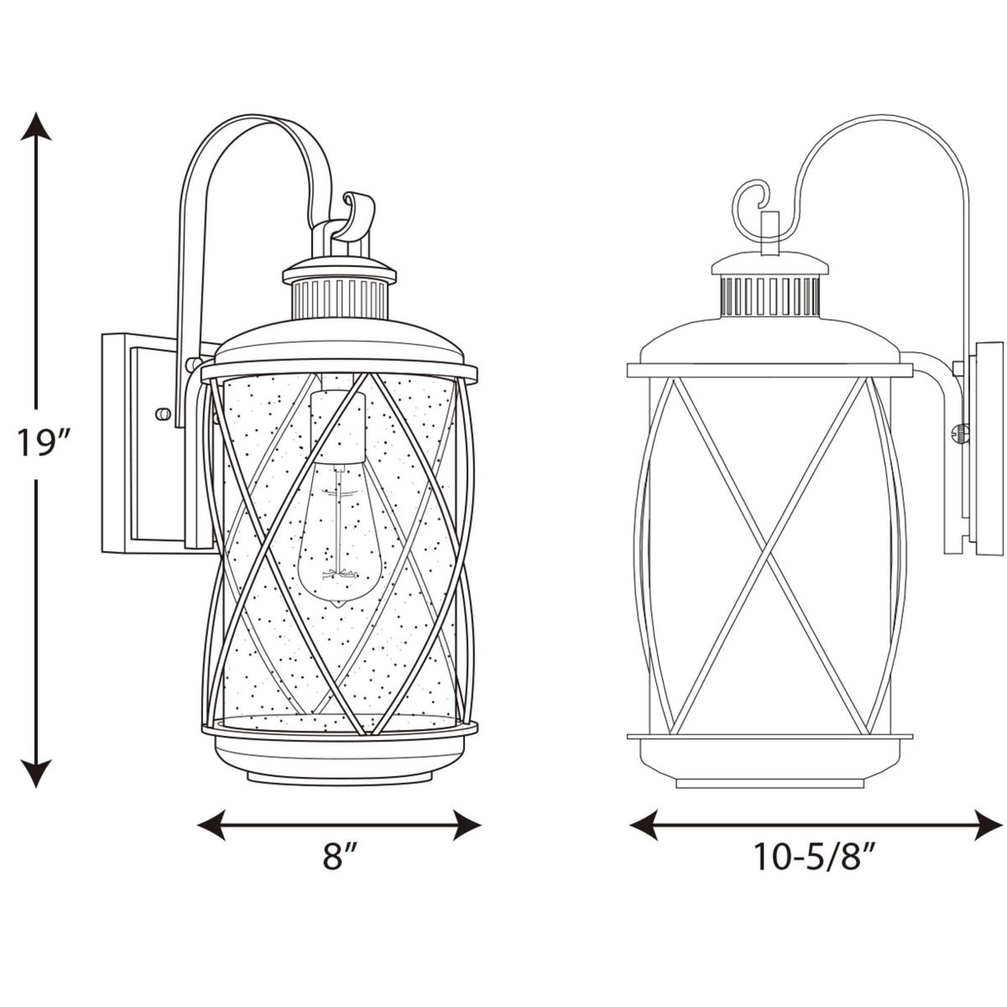 Black Aluminum Medium Wall Lantern with Clear Seeded Glass Shade