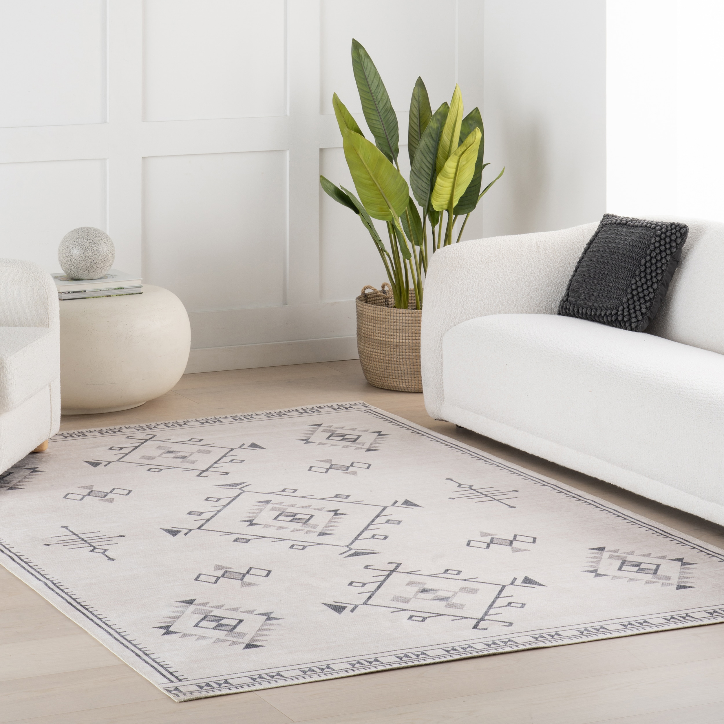 nuLOOM 200BIVL30A-203 Shenai SplashGuard Machine Washable 2ft. x 3ft. Cream Area Rug