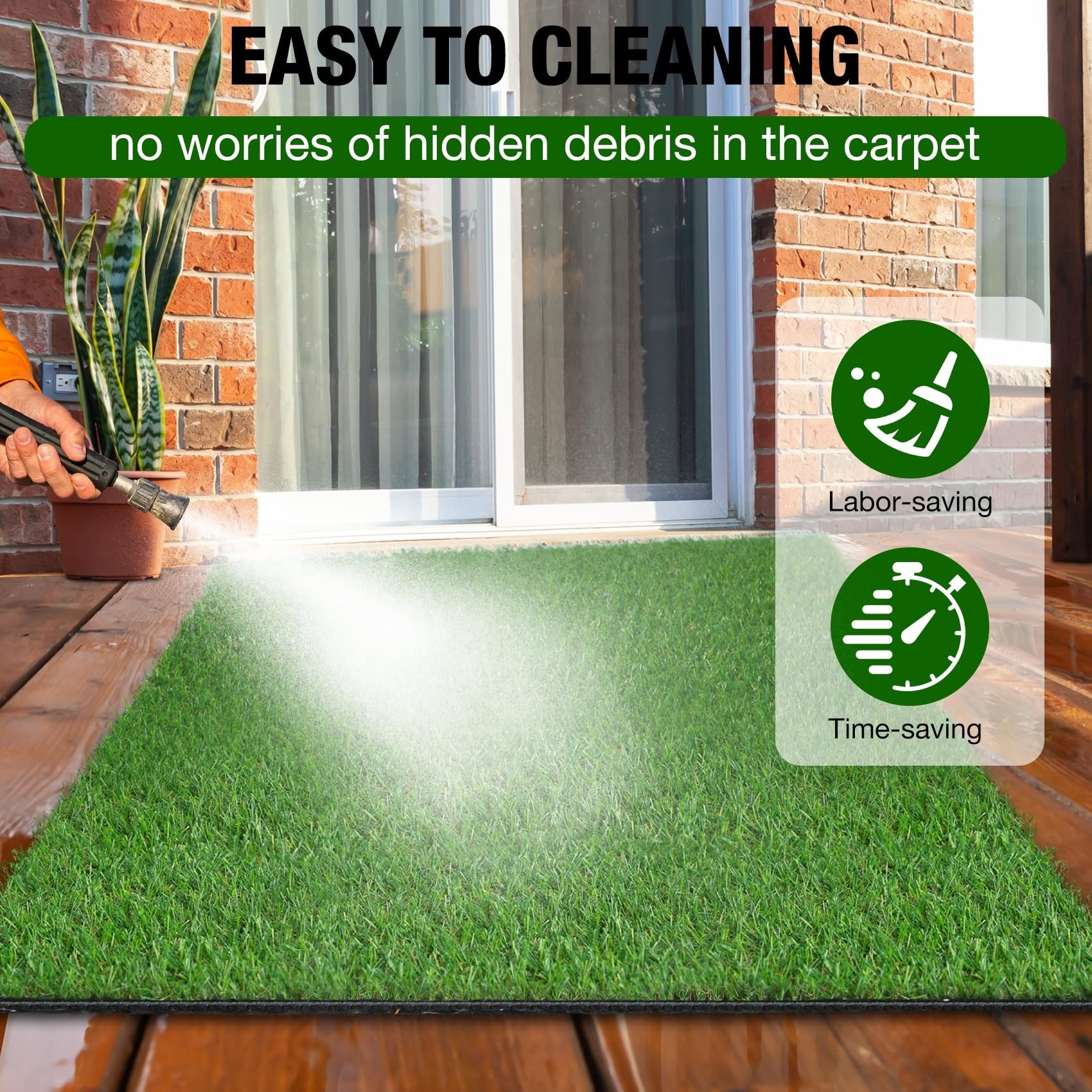 SenQWFa 5 FT x 7 FT Thick Artificial Grass Rug Indoor Outdoor Soft Turf ...