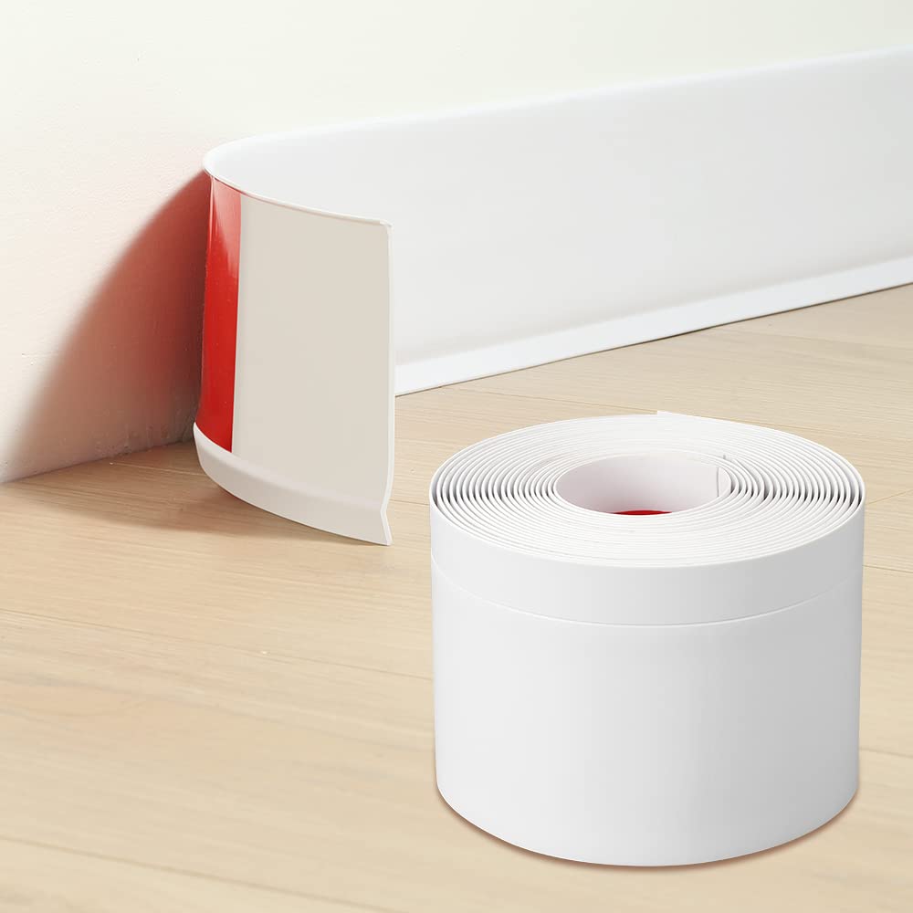 AOIZGMY  Flexible Baseboard Molding Trim Self Adhesive Vinyl Wall Base Peel and Stick Rubber Wall Base Moulding Trim Four inch Wide Twenty feet