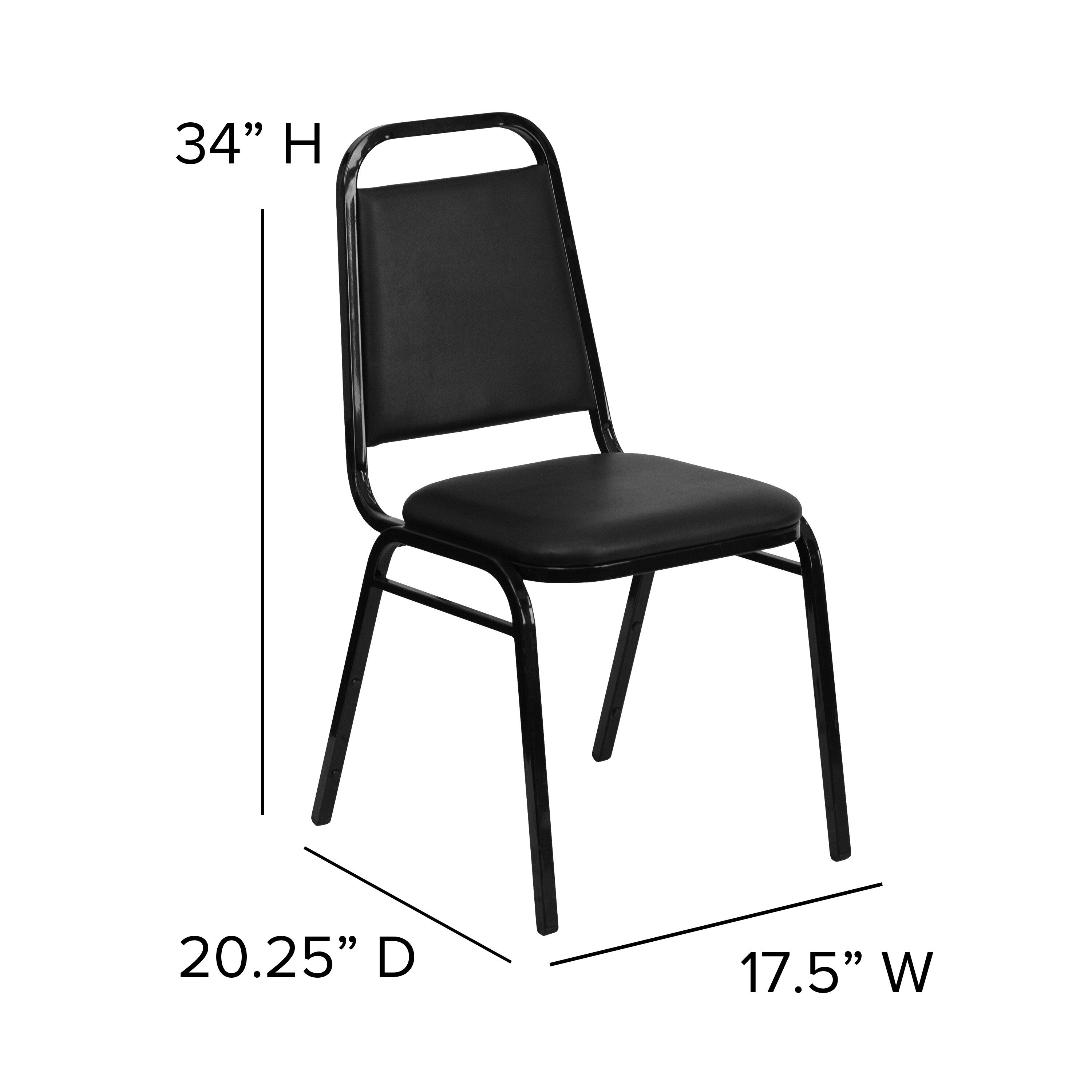Elegant Black Vinyl Stacking Banquet Chair with Steel Frame