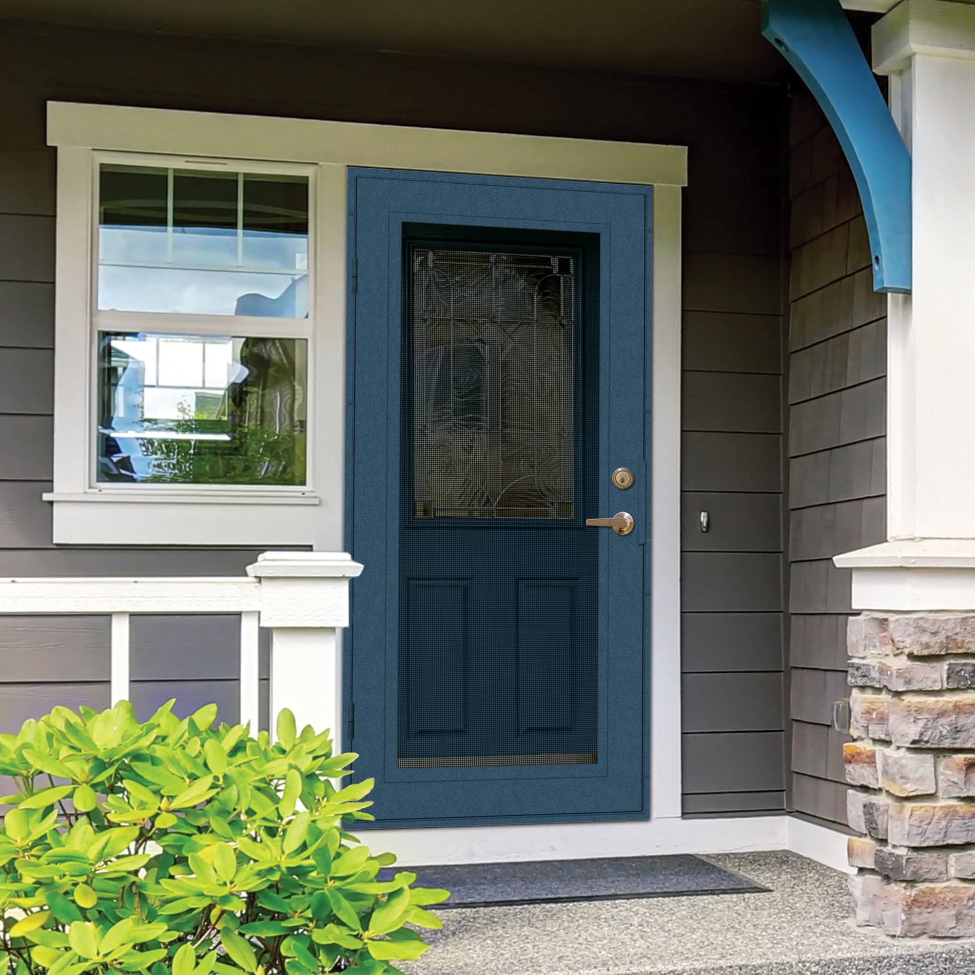 TITAN Premium Aluminum Security Door 36-in x 80-in Blue Aluminum ...