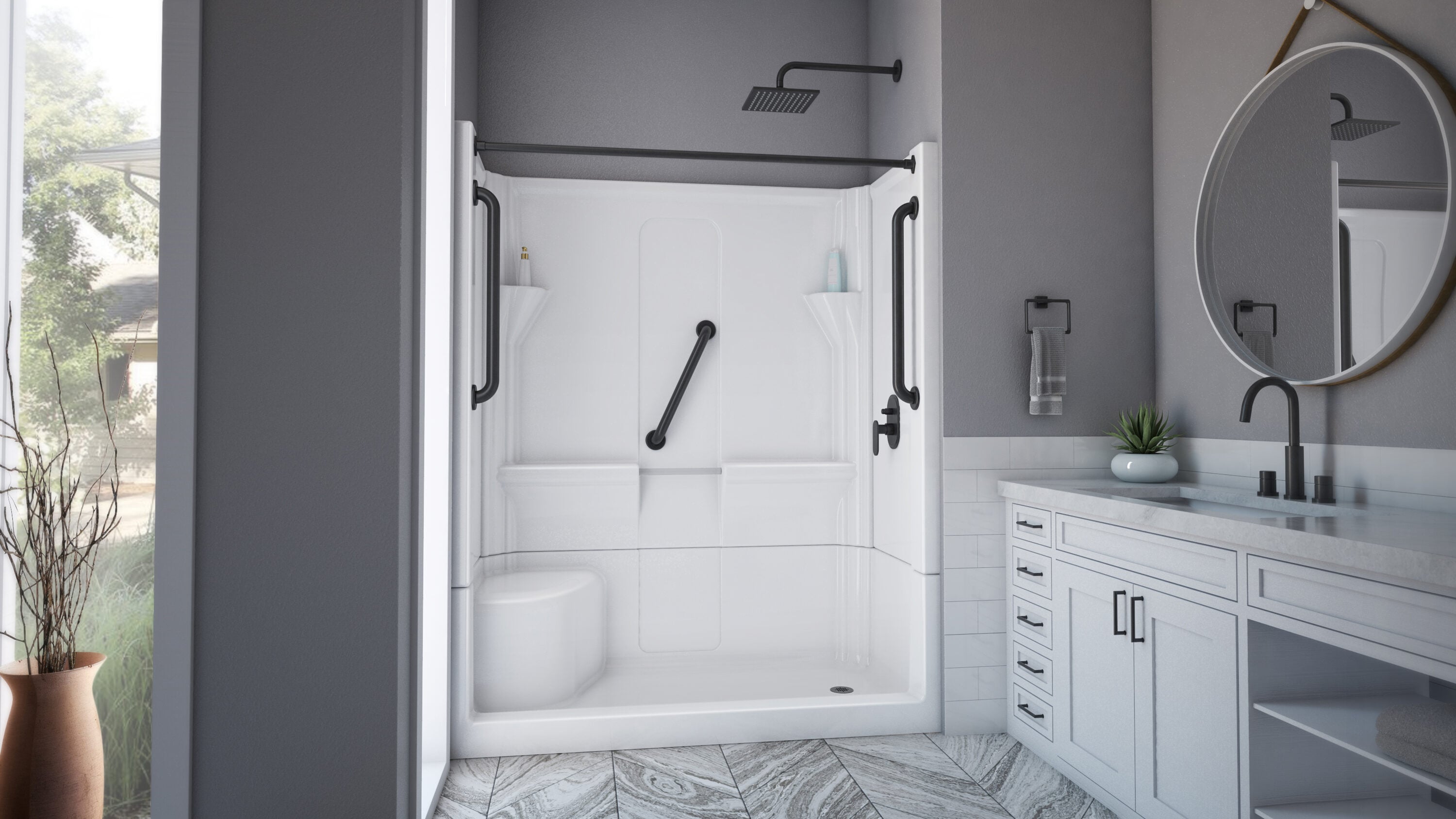 Laurel Mountain 6030SH1S4PSLWM2 Alcove-Shower-Kit - View #5